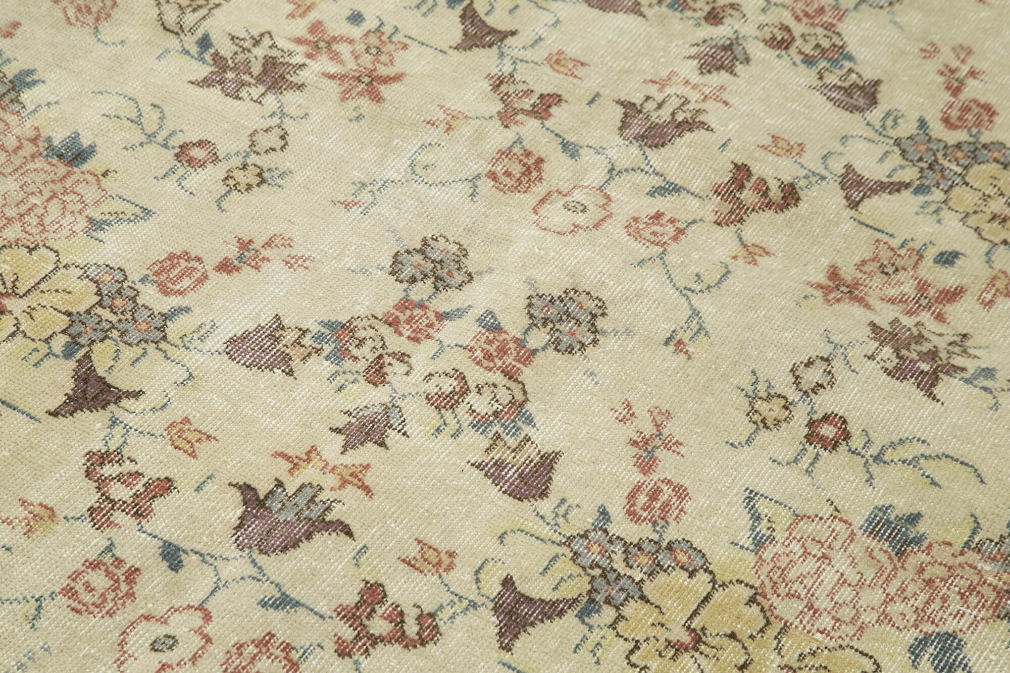 Handmade Wool Area Rug – Vintage Cotton Rug, Beige Eskime Style Carpet 4'7''x8'