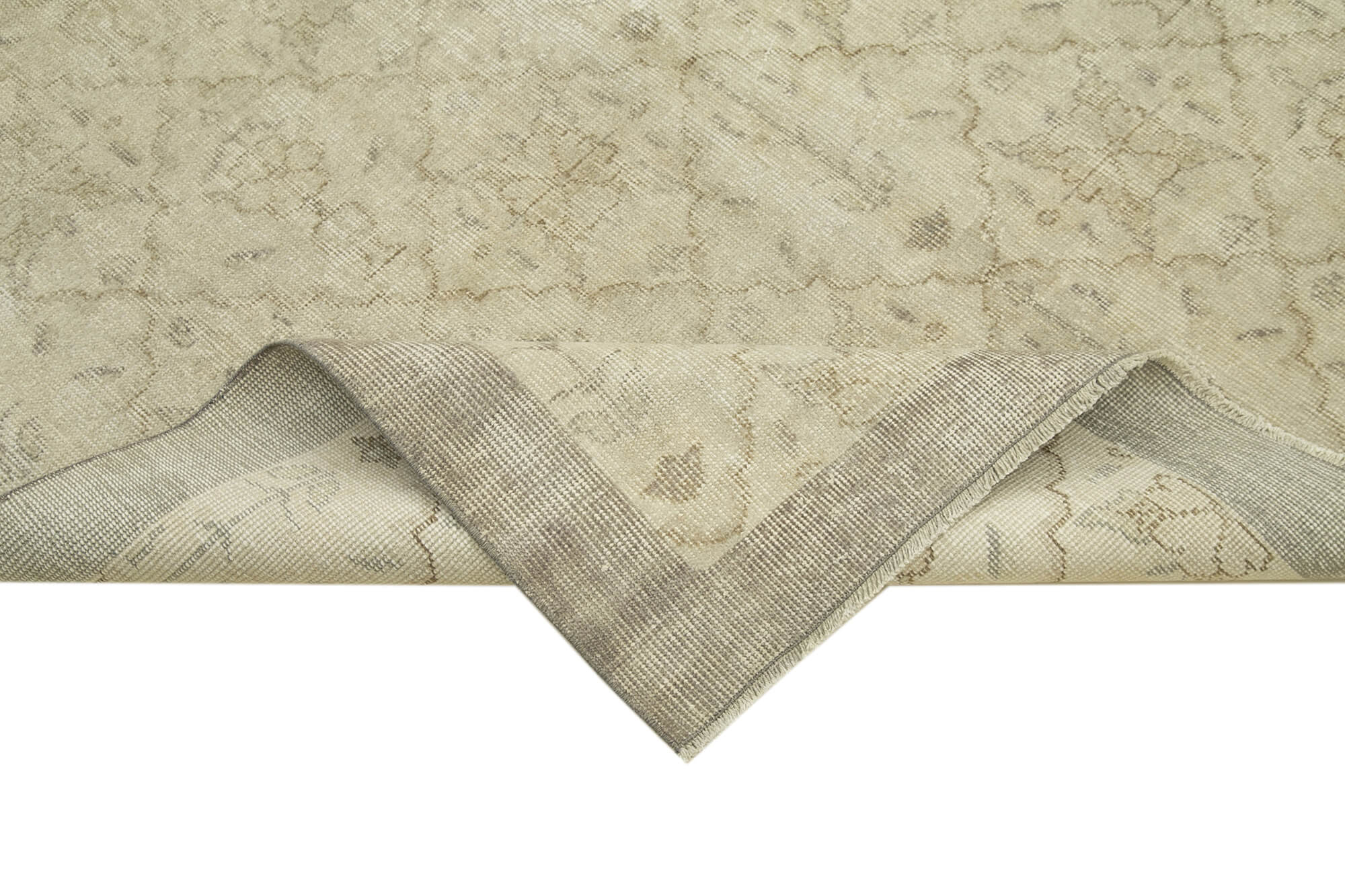 Handmade Wool Area Rug – Vintage Cotton Rug 5'3''x8'3'' | Beige Neutral Color