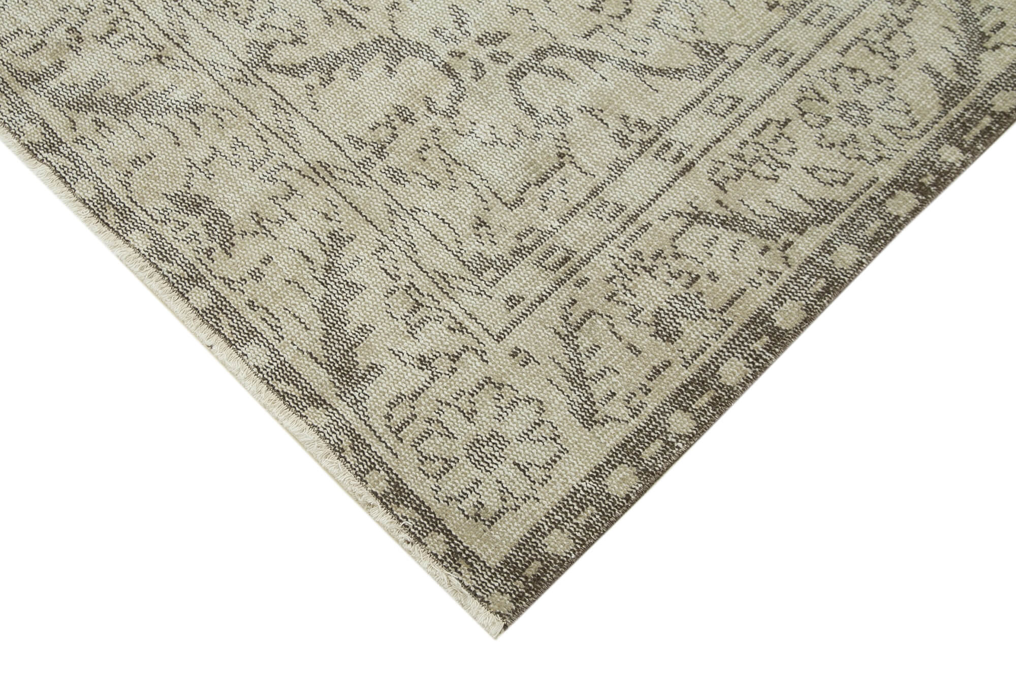 Handmade Wool Area Rug - Vintage Cotton Rug Beige 5'7''x9'7'' Classic Living Room