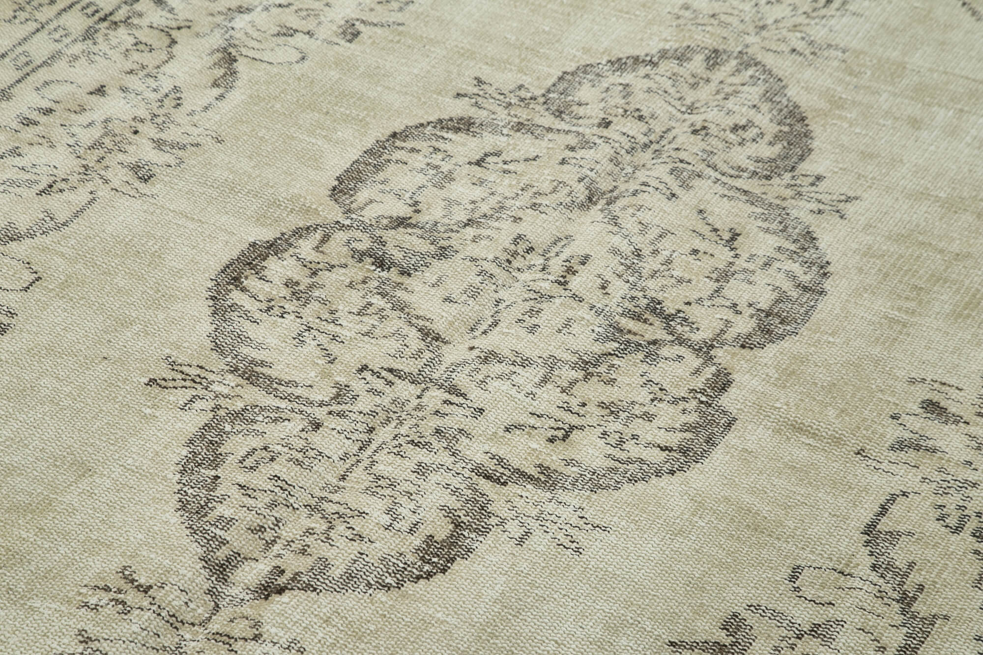 Handmade Wool Area Rug - Vintage Cotton Rug Beige 5'7''x9'7'' Classic Living Room