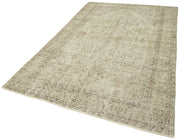 Handmade Vintage Area Rug – Beige Wool & Cotton, Traditional Hand Knotted Turkish Carpet 5'7''x8'8''