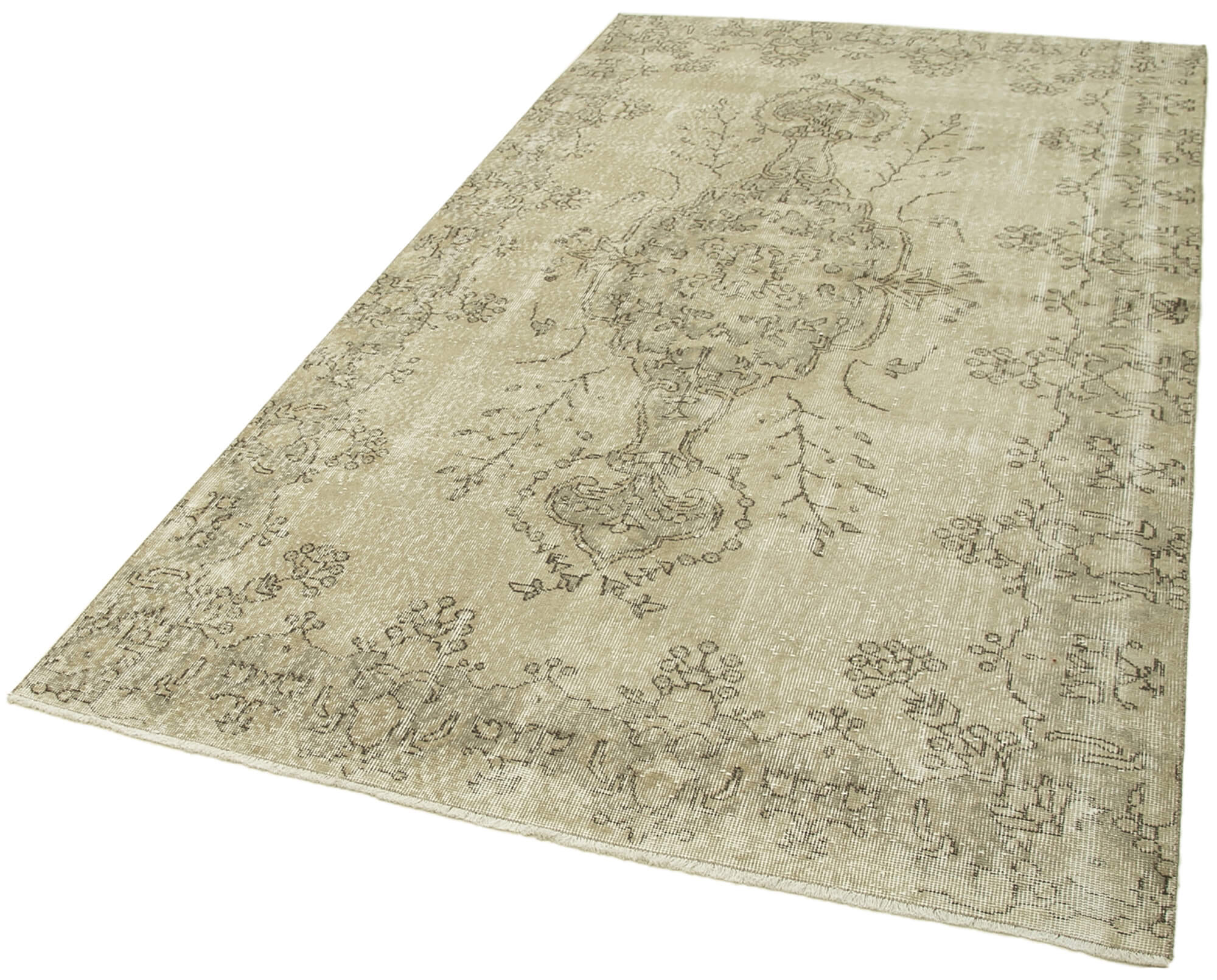 Handmade Wool Area Rug – Vintage Cotton Rug, Beige 5'1''x9'6'' Durable Floor Carpet