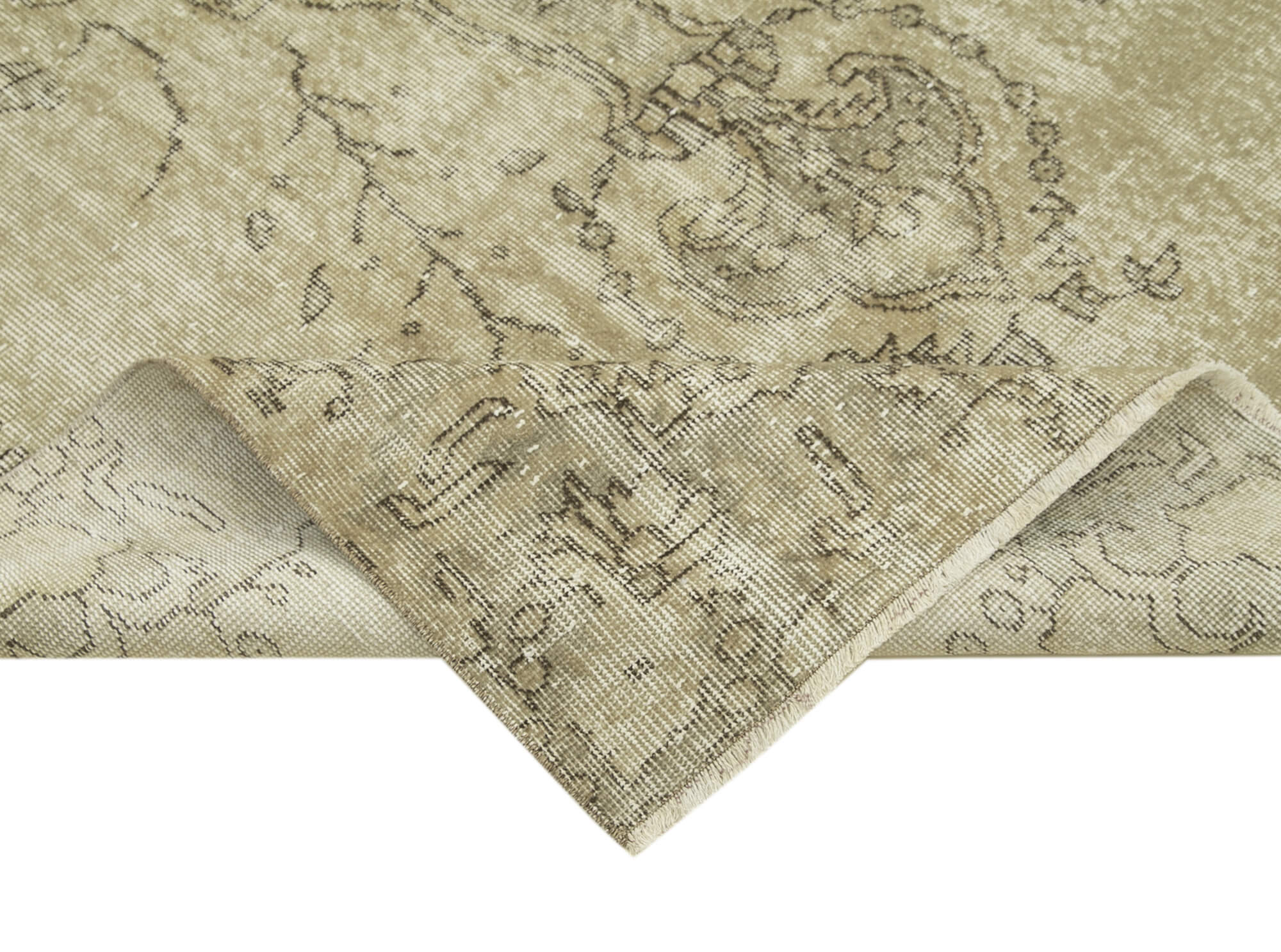 Handmade Wool Area Rug – Vintage Cotton Rug, Beige 5'1''x9'6'' Durable Floor Carpet