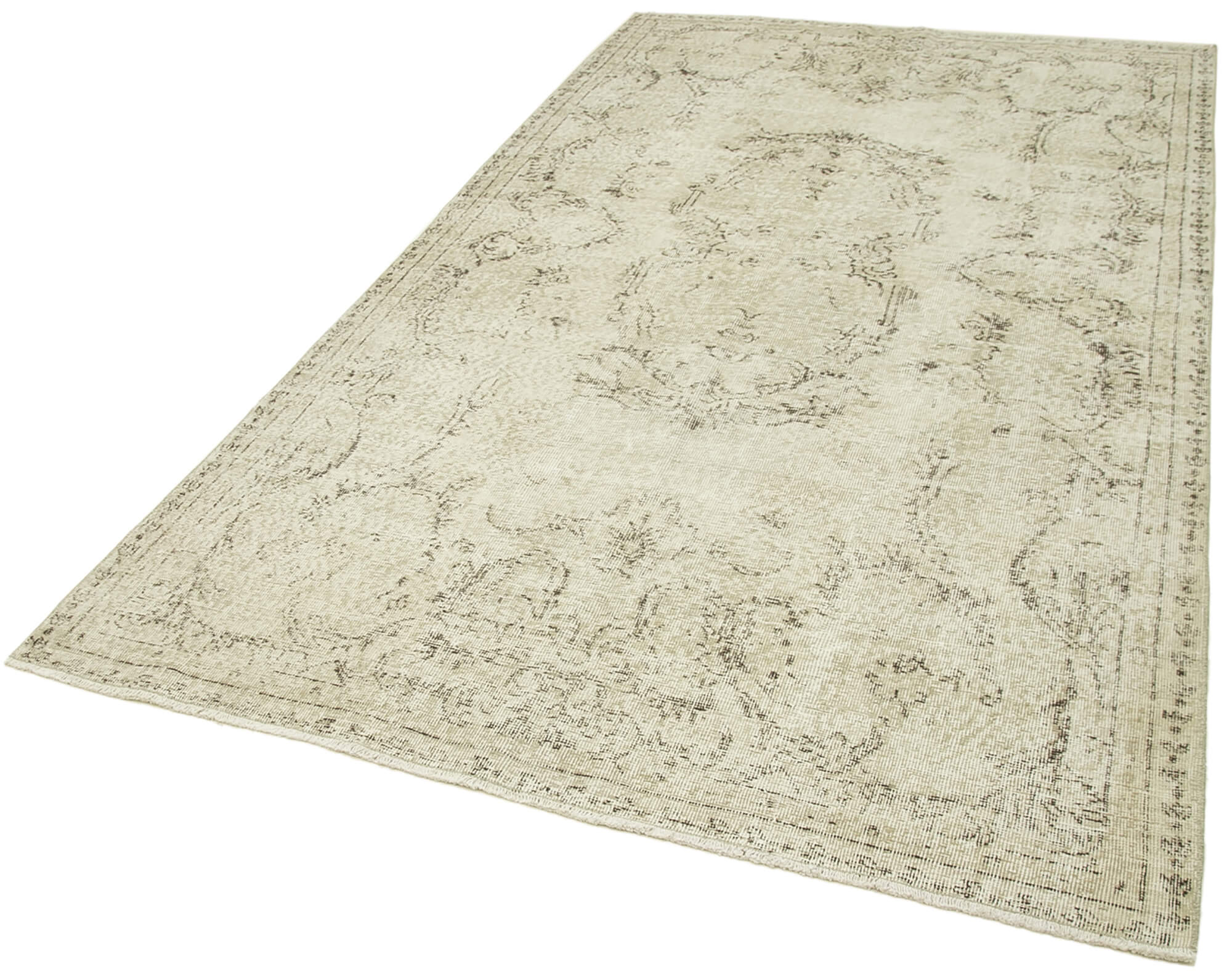 Handmade Vintage Area Rug – Beige Wool Rug 5x9 | Soft Cotton Blend Carpet
