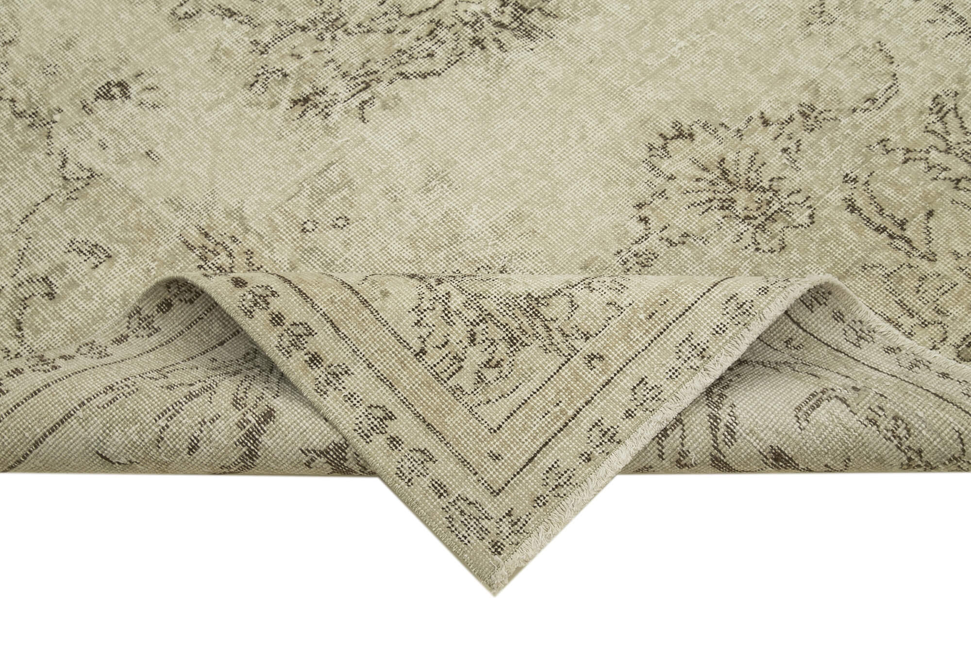 Handmade Vintage Area Rug – Beige Wool Rug 5x9 | Soft Cotton Blend Carpet