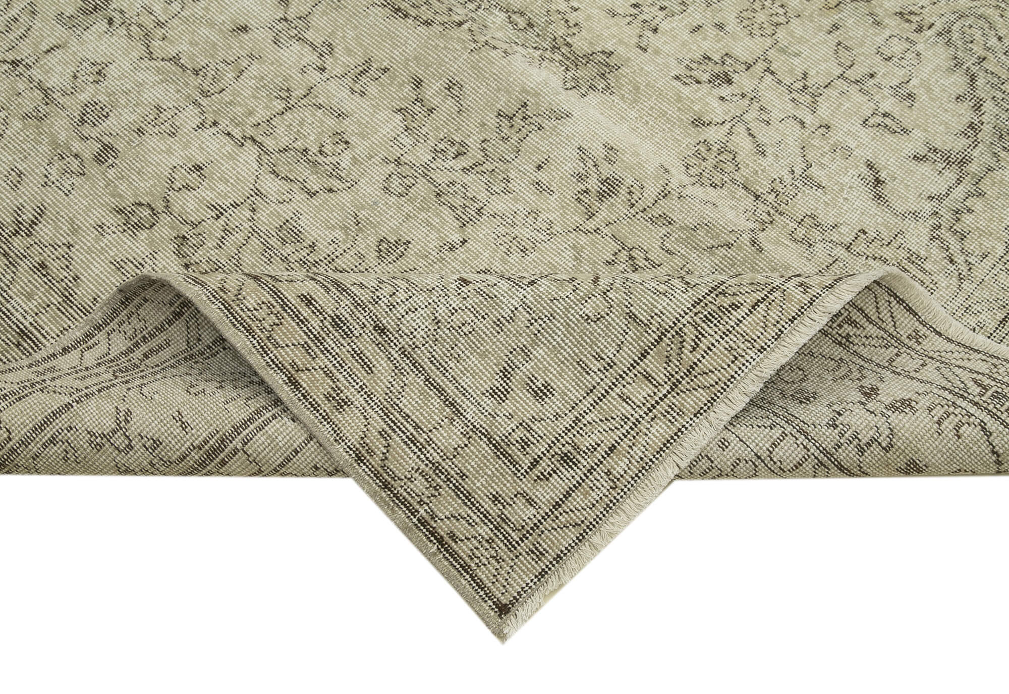 Handmade Wool Area Rug – Vintage Cotton Rug Beige Area Carpet 5'6''x9'0''