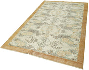 Handmade Wool Area Rug – Vintage Cotton Rug | Beige Turkish Wool Carpet 5'0''x8'10''