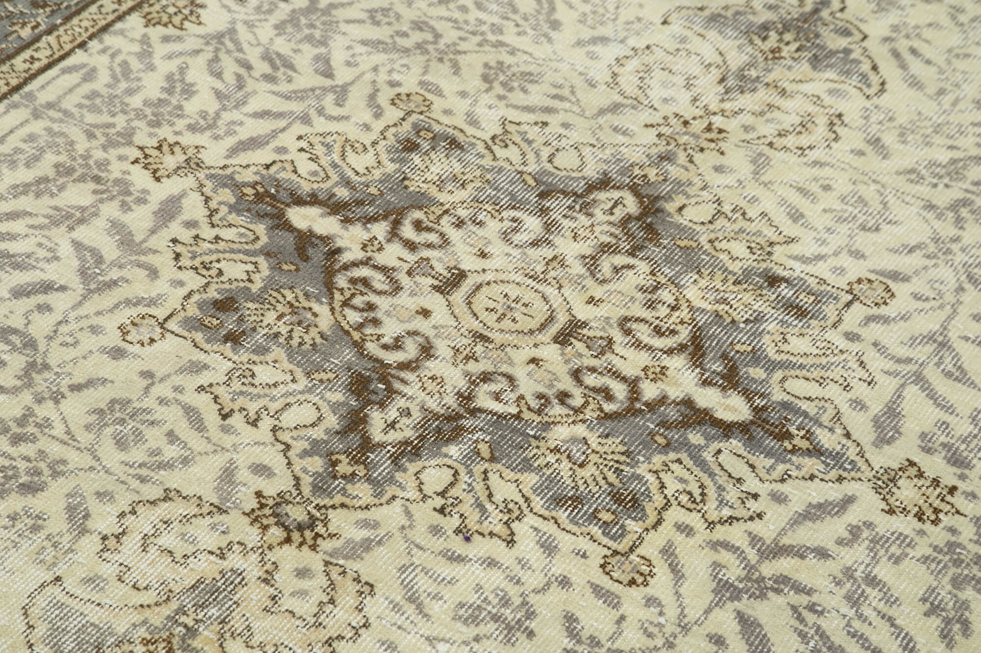 Handmade Wool Area Rug – Vintage Cotton Rug 5'1''x8'2'' | Neutral Beige Classic Living Room Rug