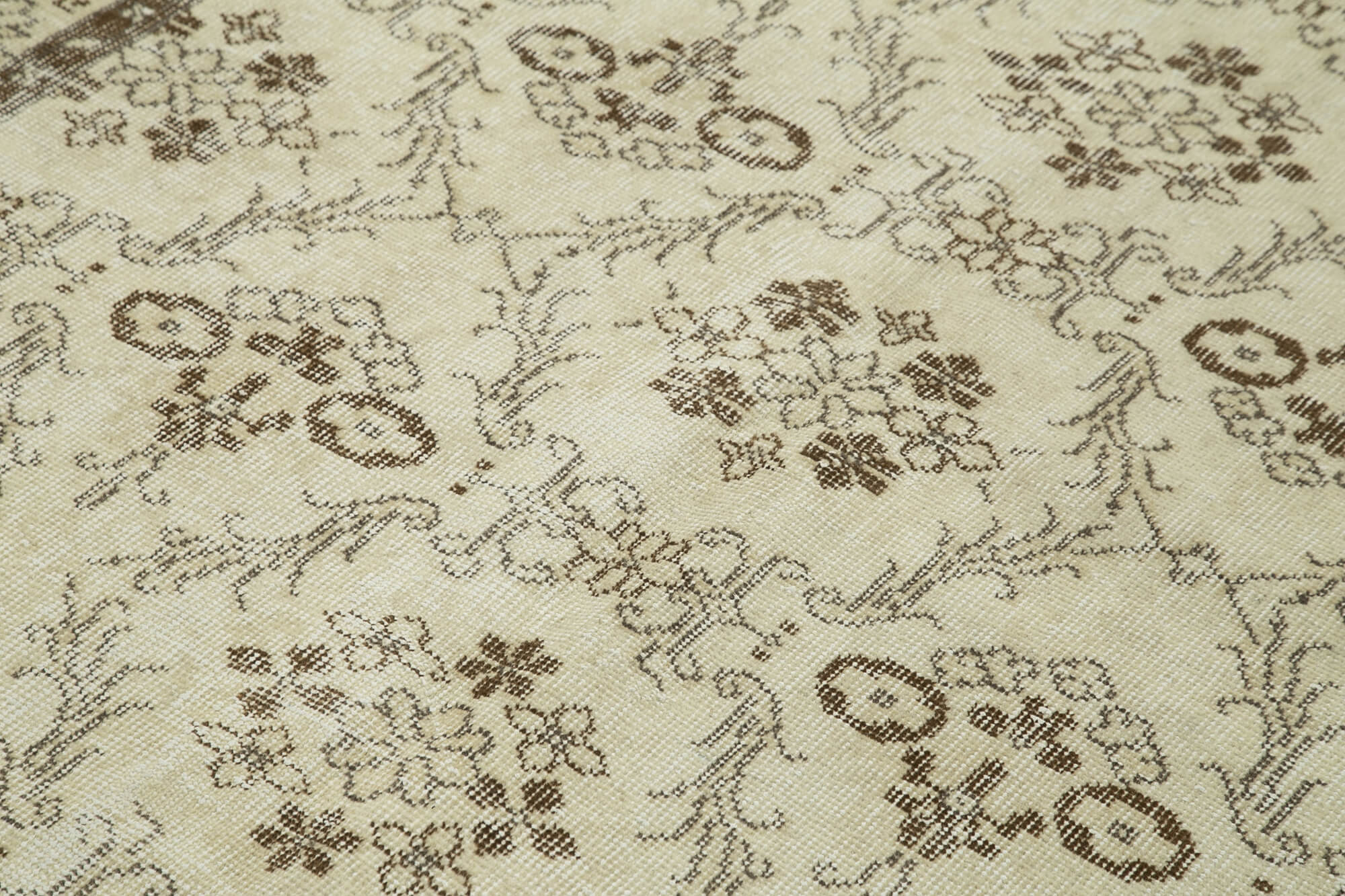 Handmade Wool Area Rug – Vintage Cotton Rug Beige Carpet 5'4''x9'1'' | Durable Turkish Wool