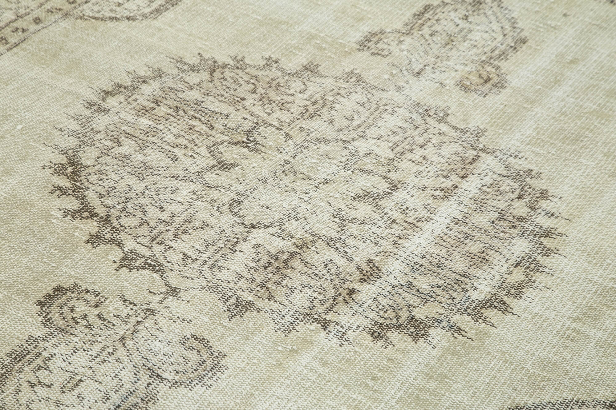 Handmade Vintage Area Rug – Neutral Beige Turkish Hand Knotted Cotton Wool Carpet 5'7''x8'11''