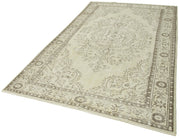 Handmade Vintage Area Rug – Neutral Beige Cotton & Wool, Traditional Knotted Carpet 5'9''x9'5''