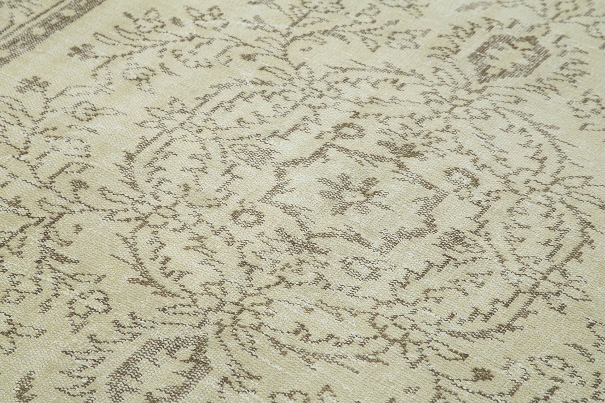 Handmade Vintage Area Rug – Neutral Beige Cotton & Wool, Traditional Knotted Carpet 5'9''x9'5''