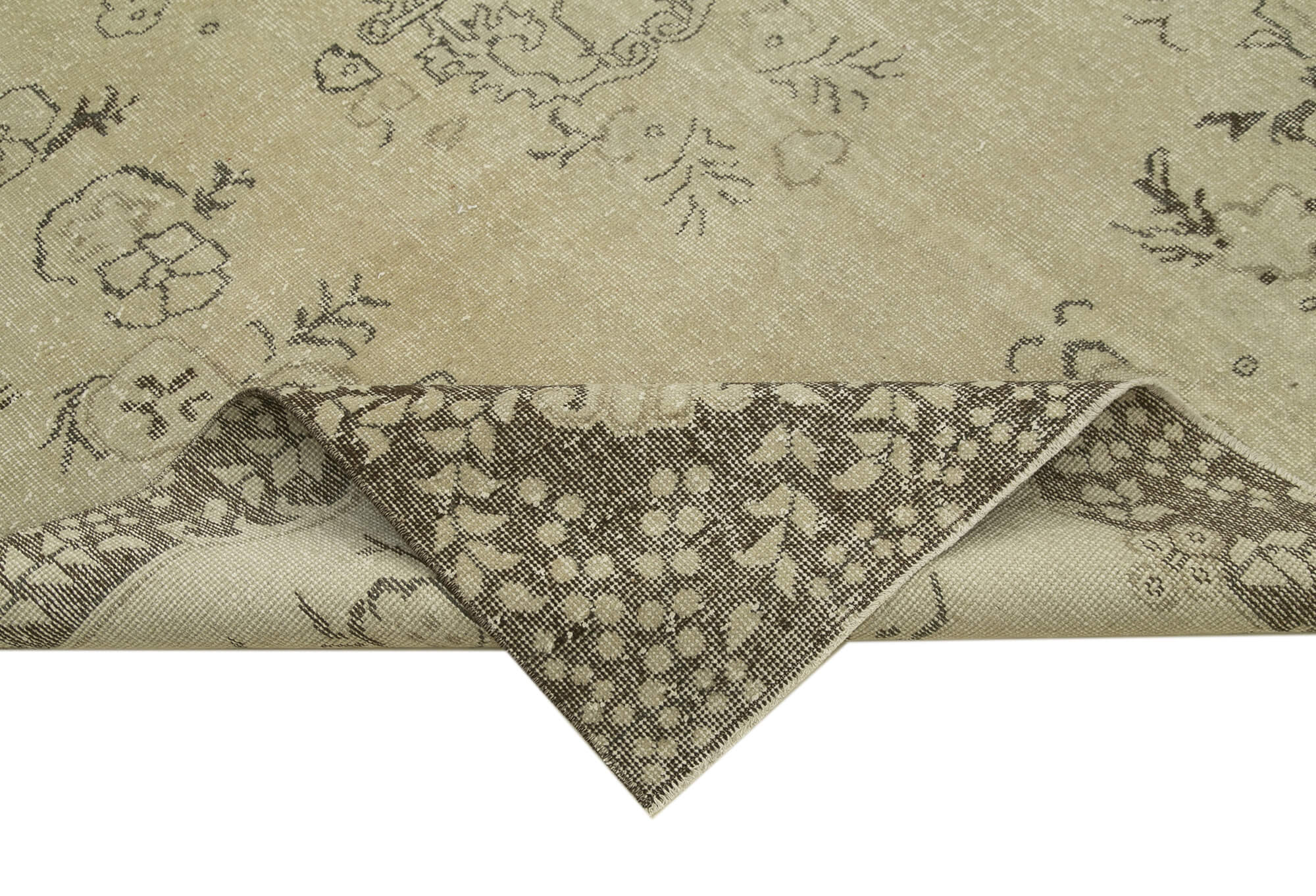 Handmade Wool Area Rug – Vintage Cotton Rug Beige 6'3'' x 9'7'' Classic Woven Design