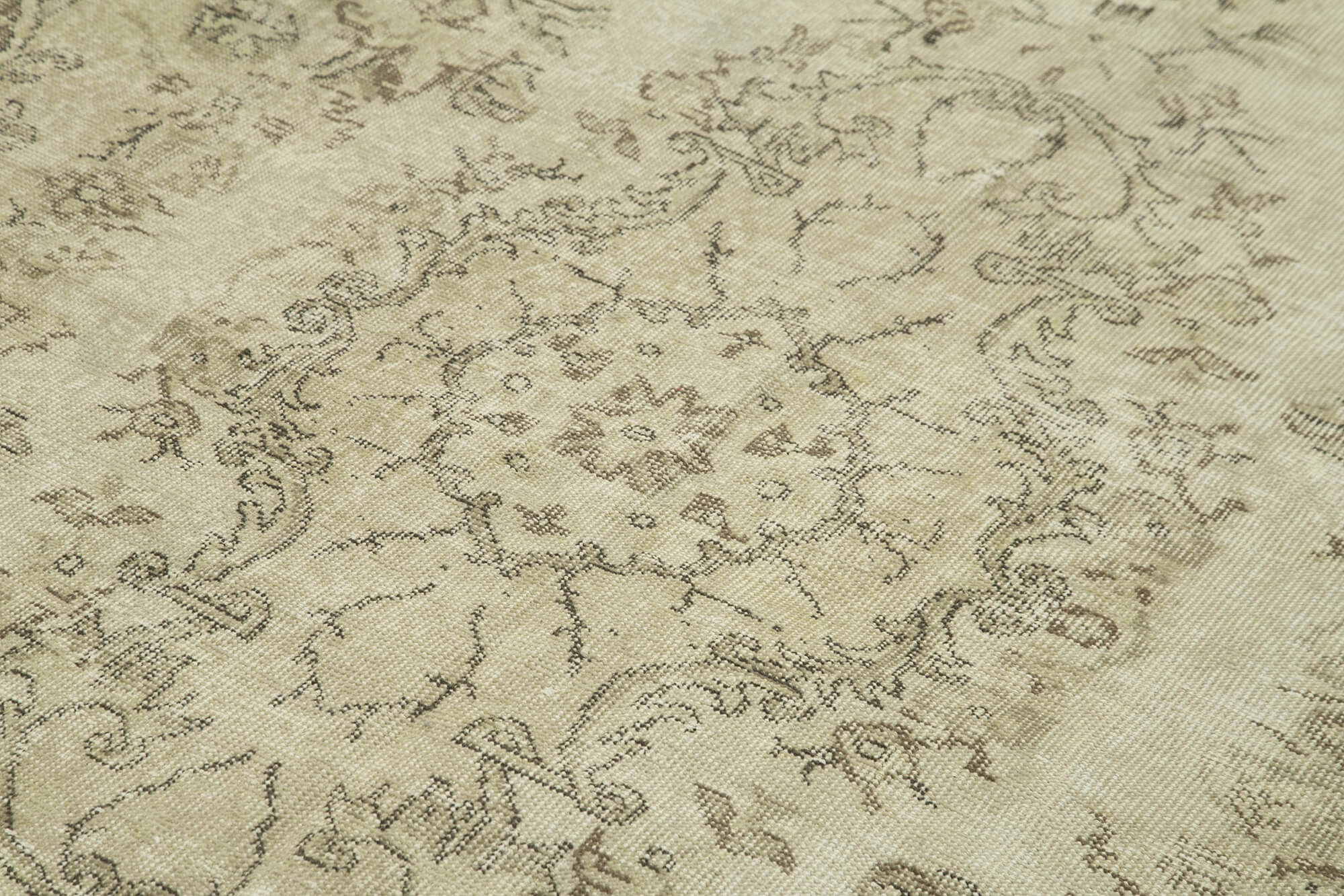 Handmade Area Rug - Vintage Cotton Wool Rug 5'10" x 9'10" Neutral Beige