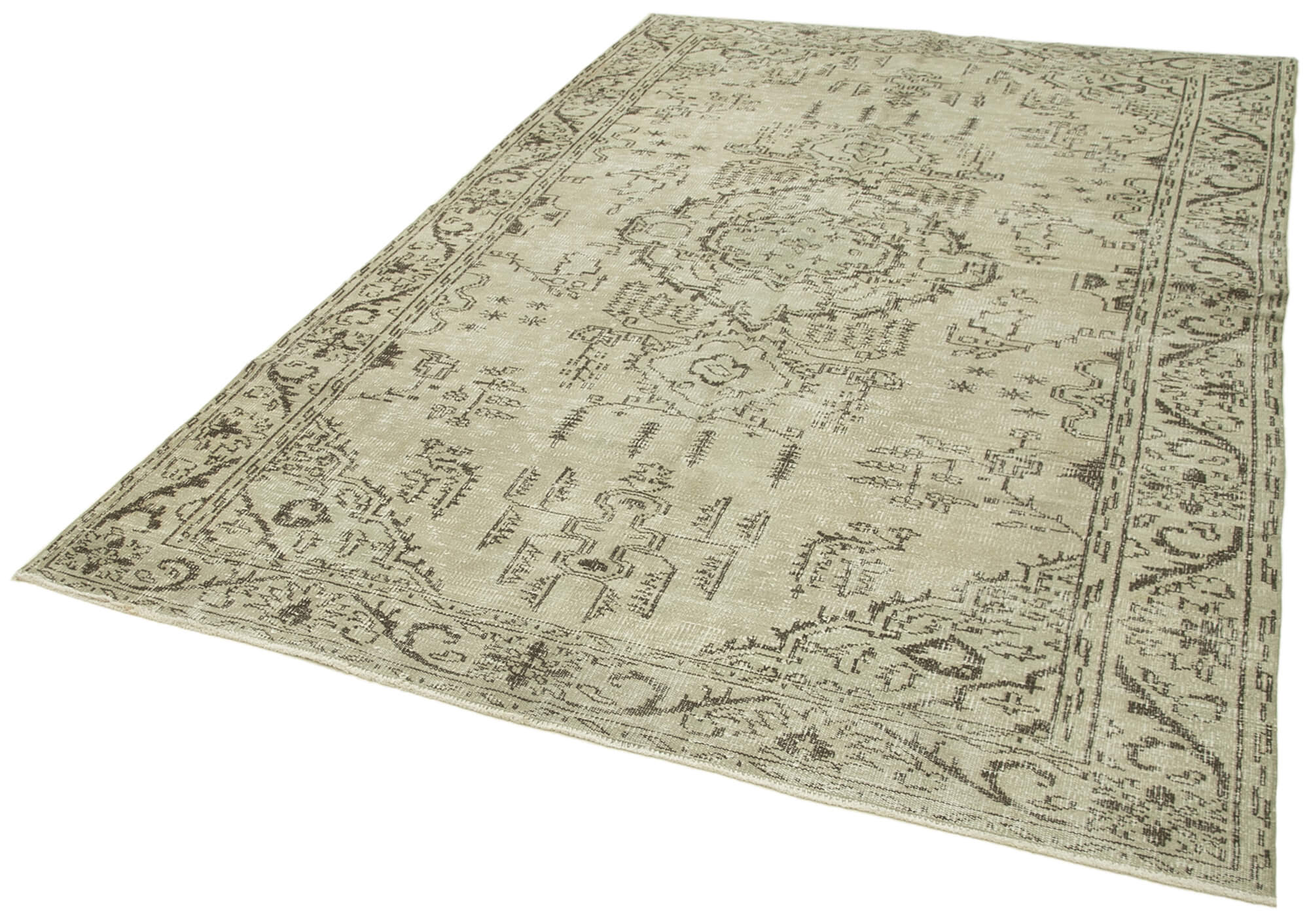Vintage Cotton Wool Rug – Handmade Area Rug 6'4'' x 9'5'' | Classic Beige Carpet
