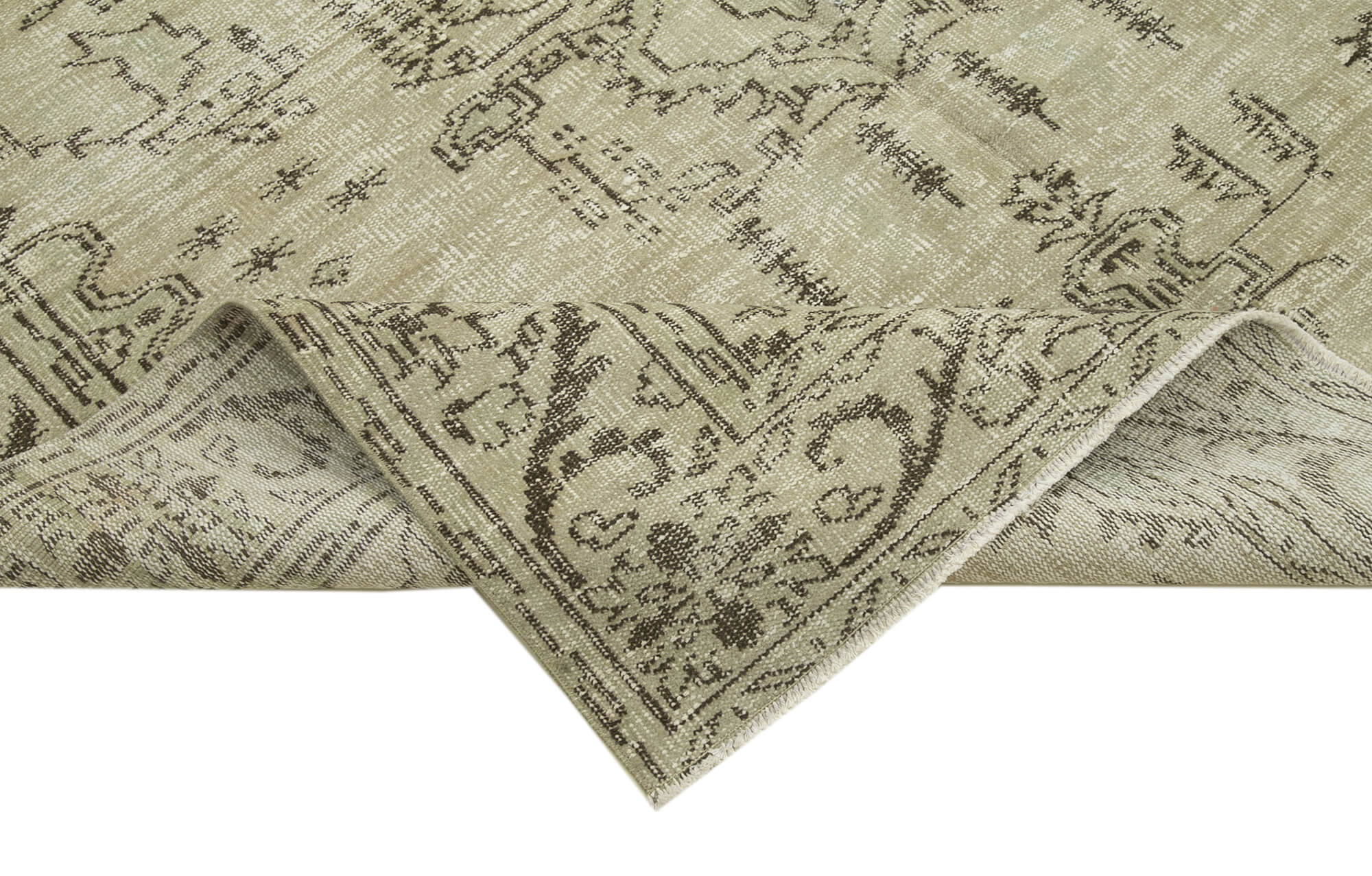 Vintage Cotton Wool Rug – Handmade Area Rug 6'4'' x 9'5'' | Classic Beige Carpet