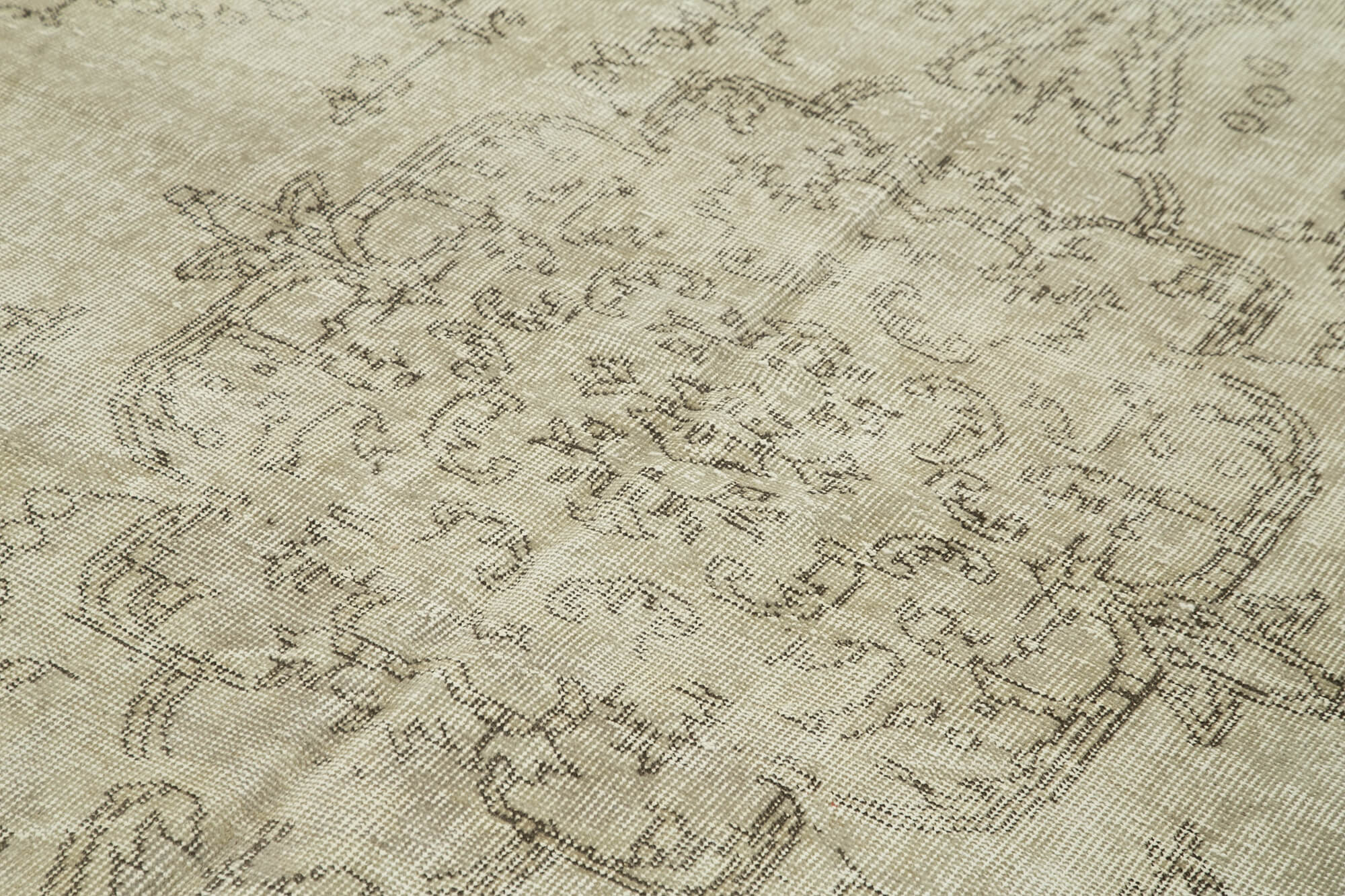 Handmade Vintage Area Rug – Neutral Beige Wool & Cotton 6'3'' x 9'11'' Classic Turkish Carpet