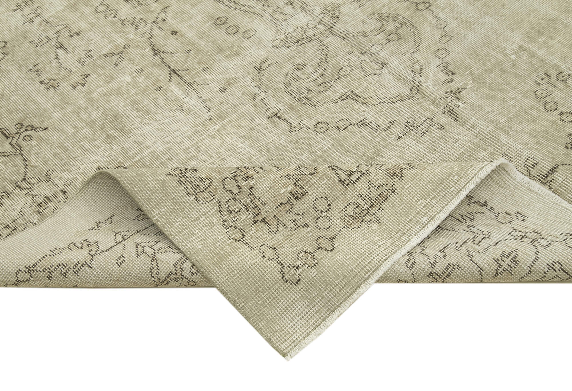 Handmade Vintage Area Rug – Neutral Beige Wool & Cotton 6'3'' x 9'11'' Classic Turkish Carpet