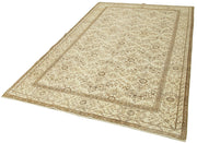 Handmade Wool Area Rug – Vintage Cotton Rug, Beige Area Carpet 5'8''x9'4''