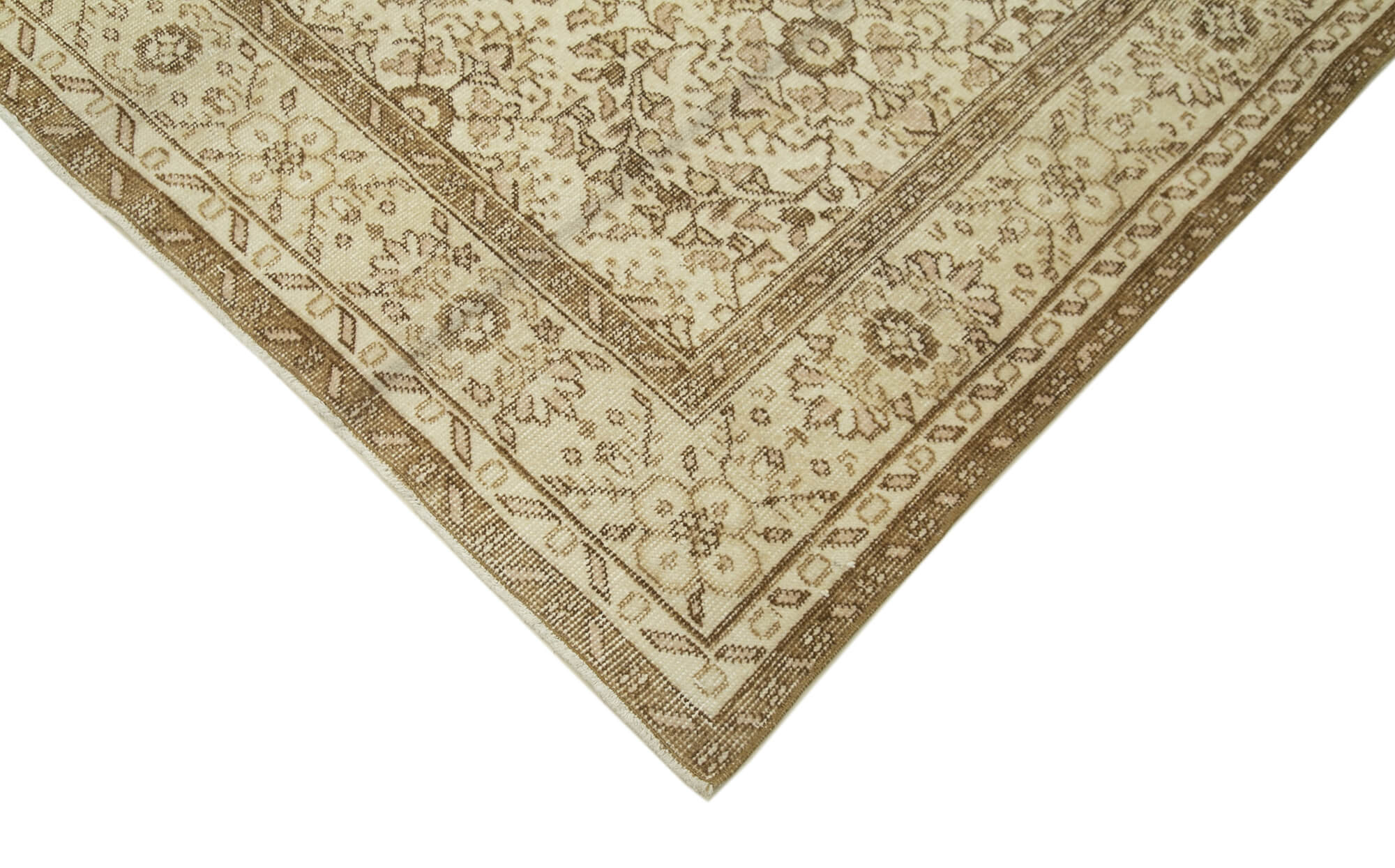 Handmade Wool Area Rug – Vintage Cotton Rug, Beige Area Carpet 5'8''x9'4''