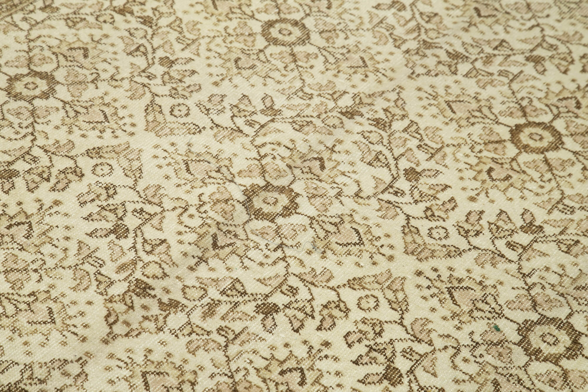 Handmade Wool Area Rug – Vintage Cotton Rug, Beige Area Carpet 5'8''x9'4''