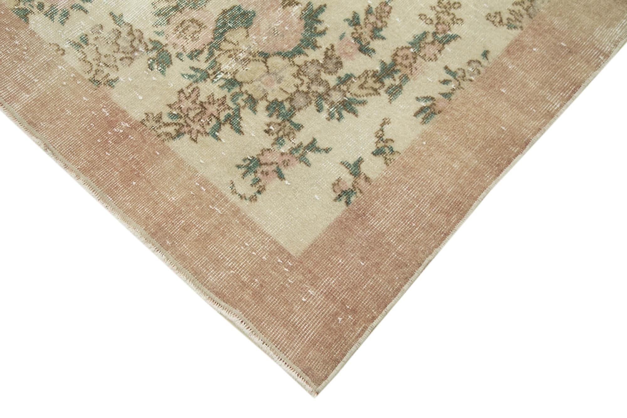 Vintage Wool Area Rug – Handmade Cotton Rug, Beige Vintage Carpet 4'10''x8'1''