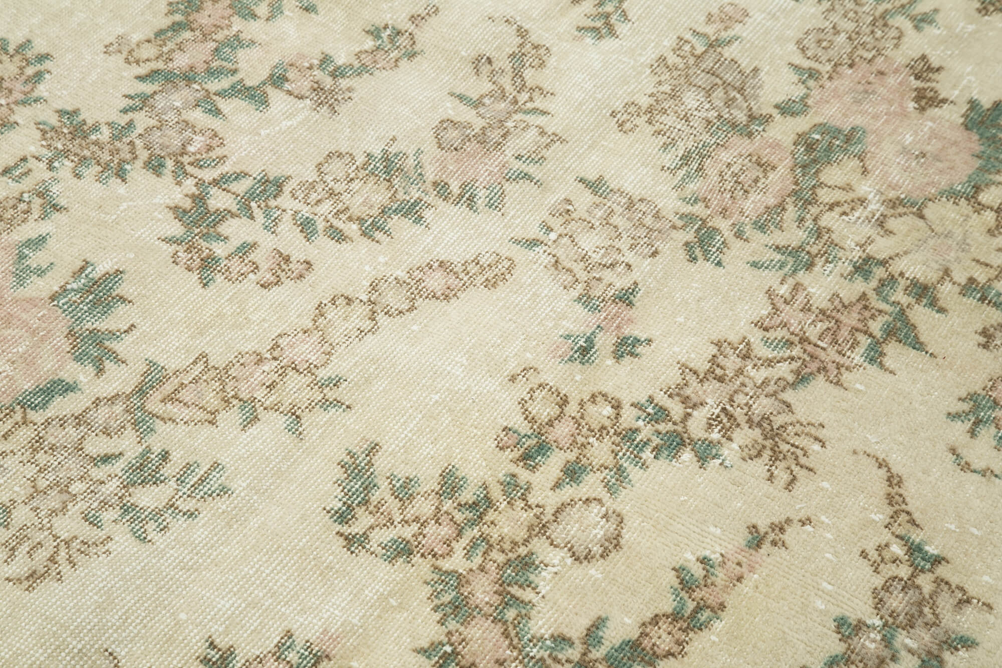 Vintage Wool Area Rug – Handmade Cotton Rug, Beige Vintage Carpet 4'10''x8'1''