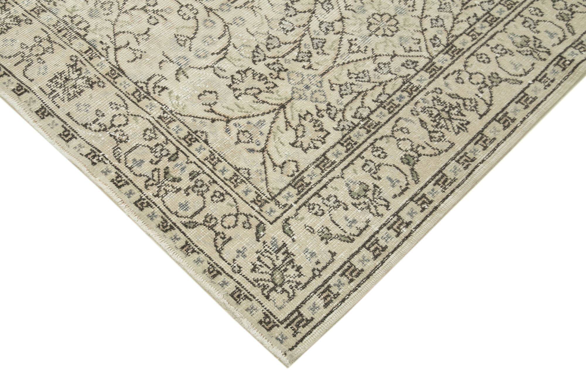Handmade Wool Area Rug – Vintage Cotton Rug 5'2''x8'6'' Beige Classic Carpet