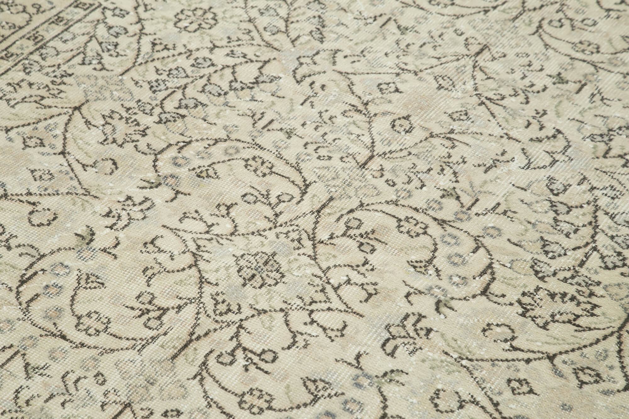 Handmade Wool Area Rug – Vintage Cotton Rug 5'2''x8'6'' Beige Classic Carpet