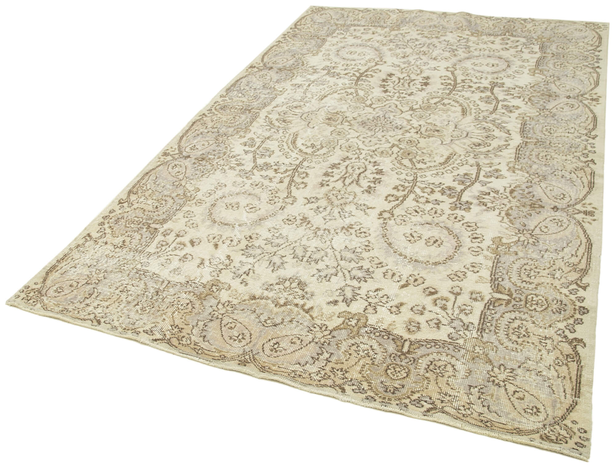 Handmade Vintage Area Rug – Turkish Hand Knotted Cotton Wool Carpet 5'6" x 8'10"