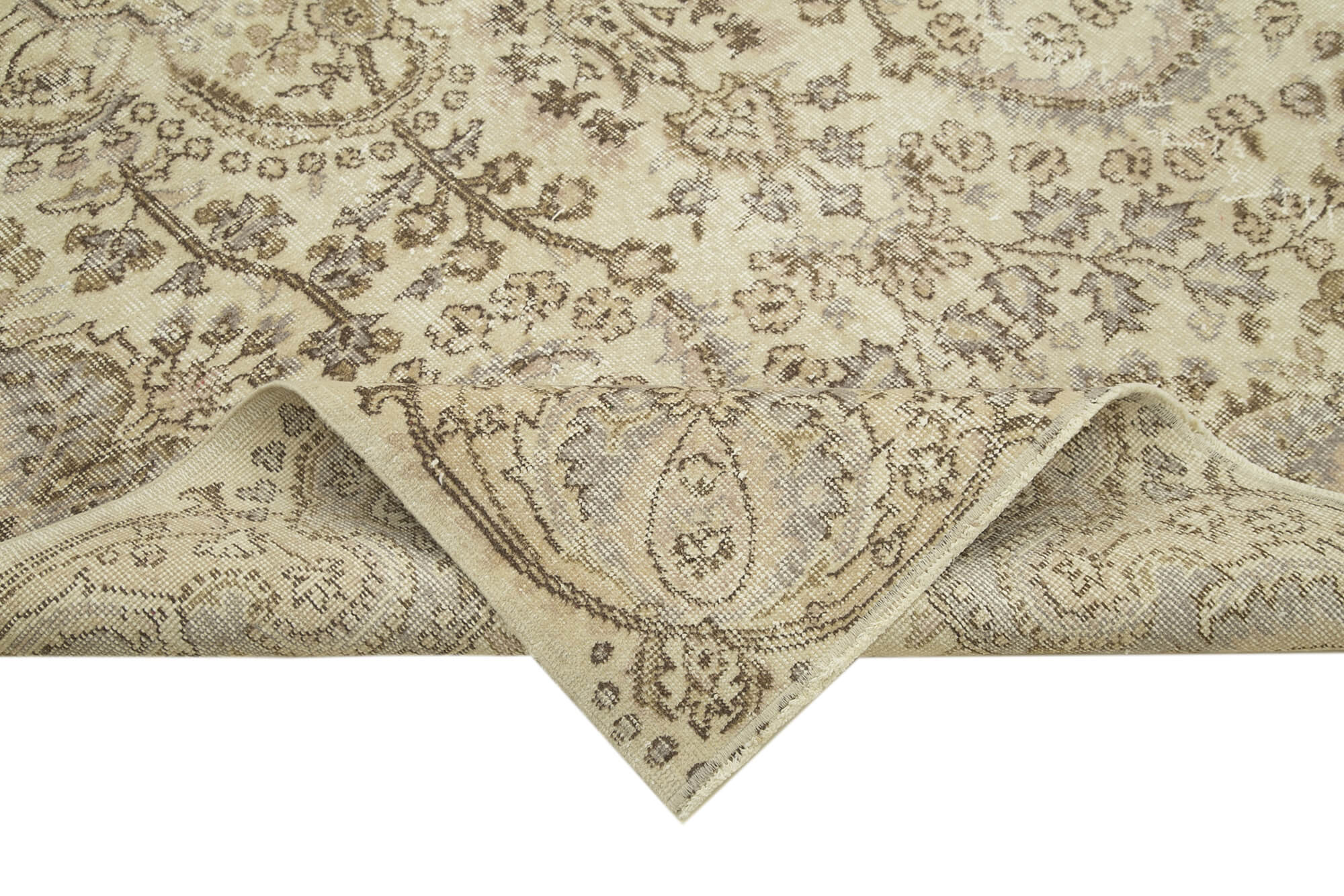 Handmade Vintage Area Rug – Turkish Hand Knotted Cotton Wool Carpet 5'6" x 8'10"