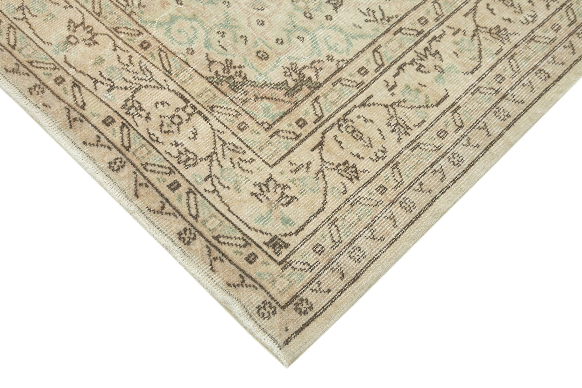 Handmade Wool Area Rug – Vintage Cotton Rug Beige Area Carpet 5'7''x9'2''