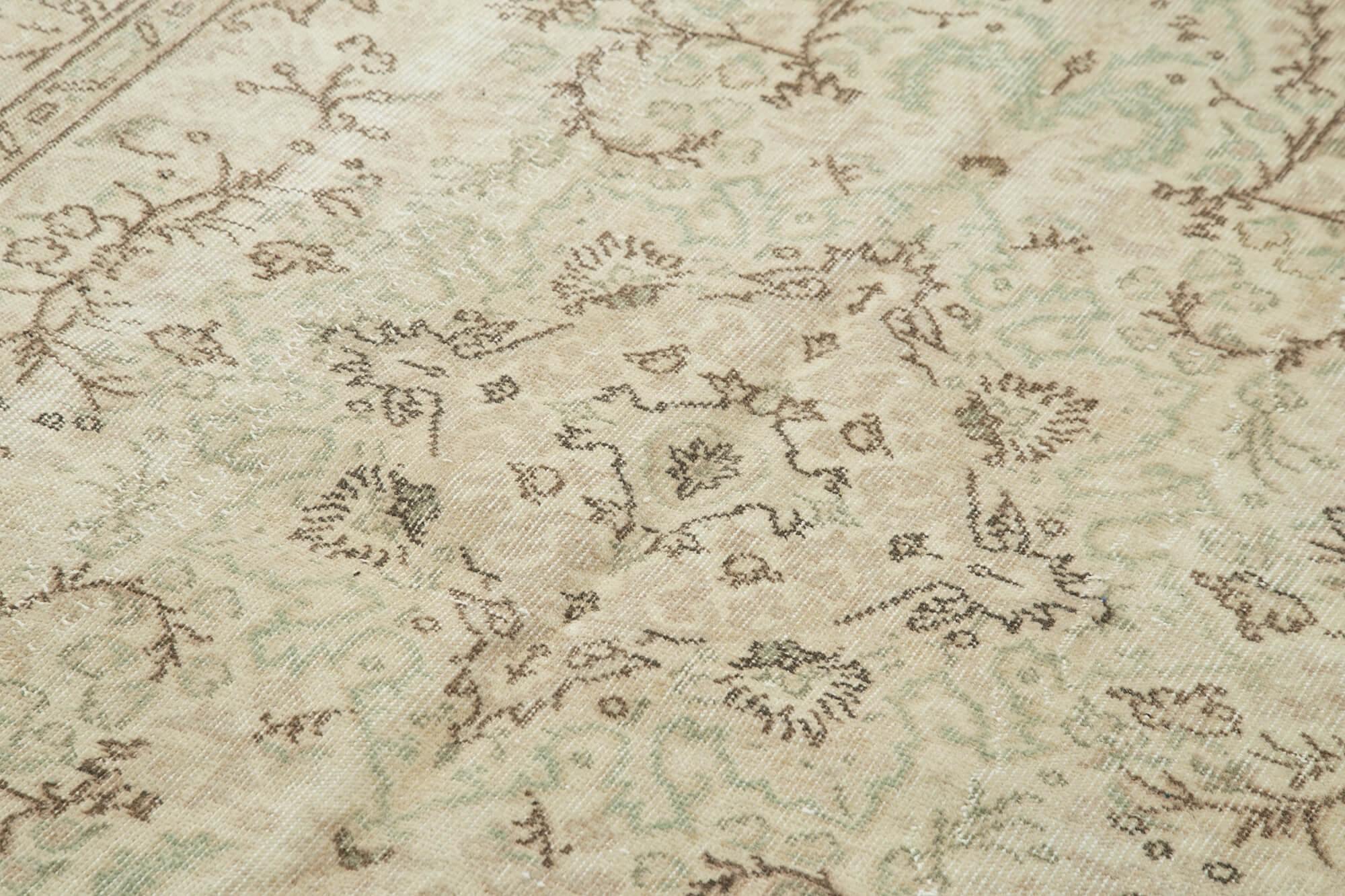 Handmade Wool Area Rug – Vintage Cotton Rug Beige Area Carpet 5'7''x9'2''
