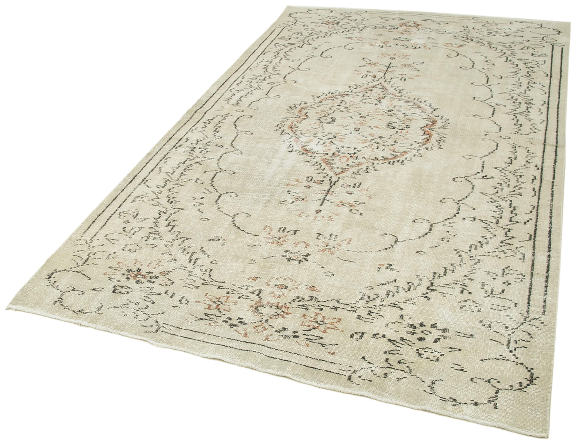 Handmade Wool Area Rug - Traditional Hand Knotted Vintage Cotton Rug Beige