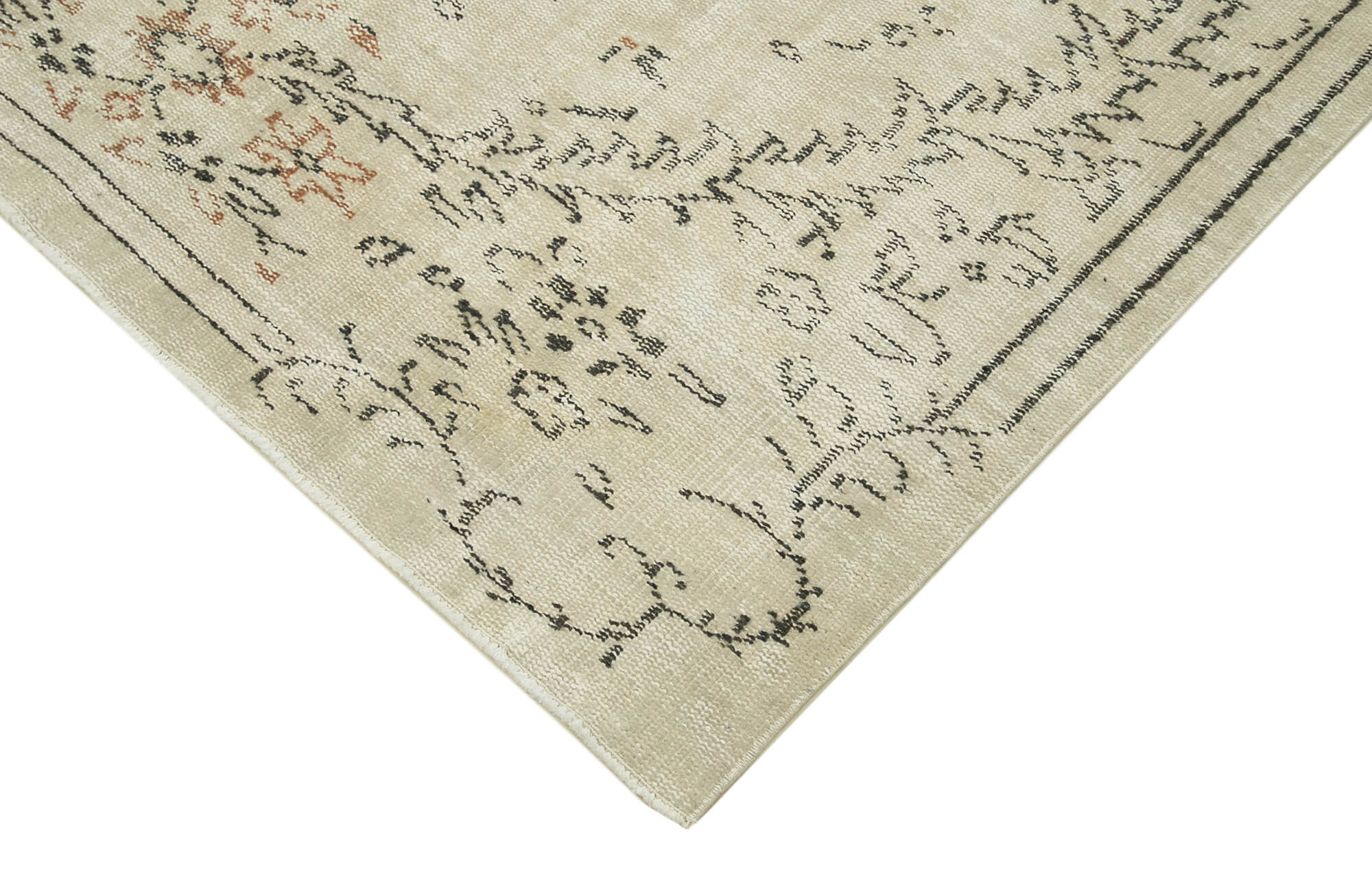 Handmade Wool Area Rug - Traditional Hand Knotted Vintage Cotton Rug Beige