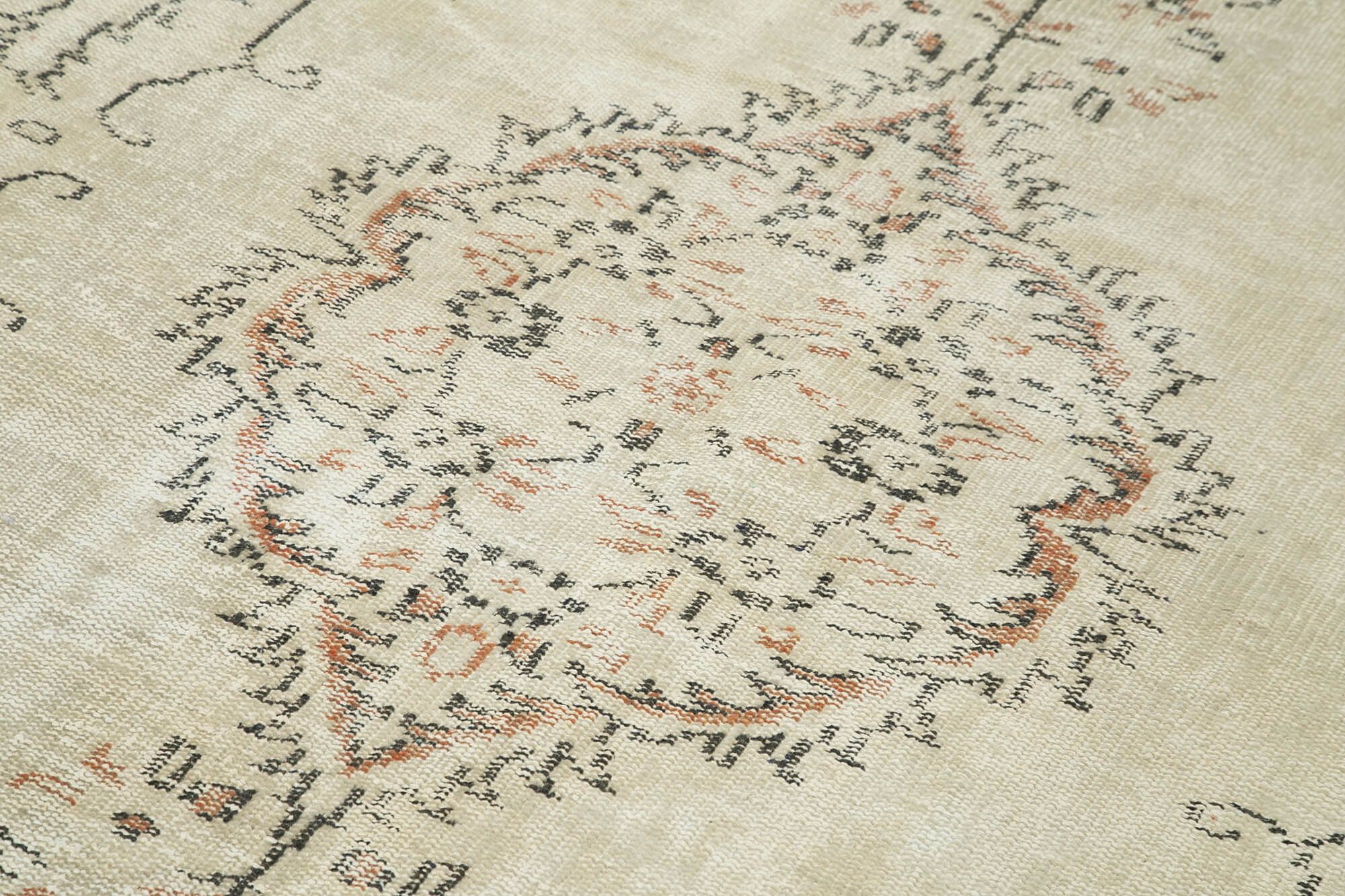 Handmade Wool Area Rug - Traditional Hand Knotted Vintage Cotton Rug Beige