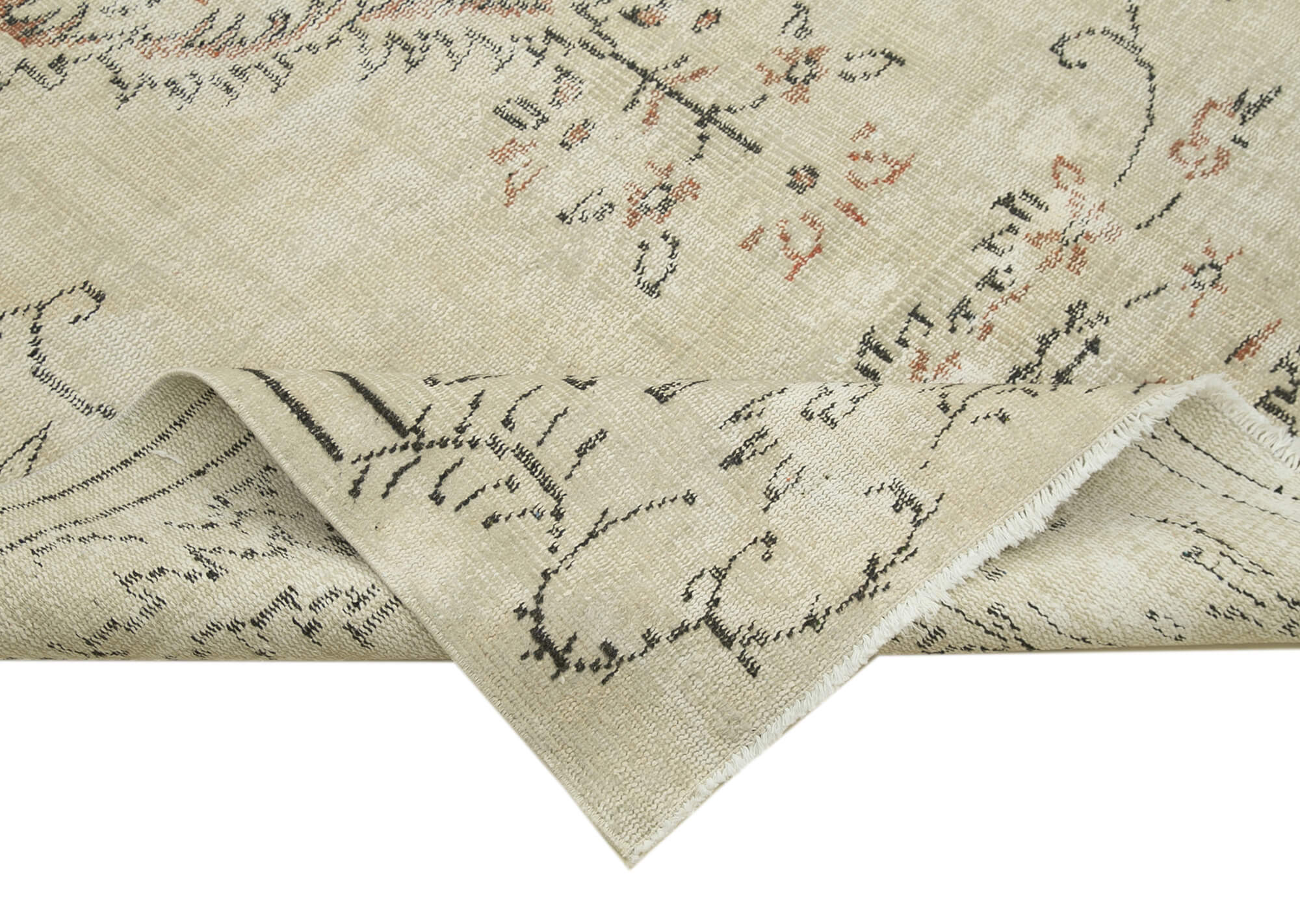 Handmade Wool Area Rug - Traditional Hand Knotted Vintage Cotton Rug Beige
