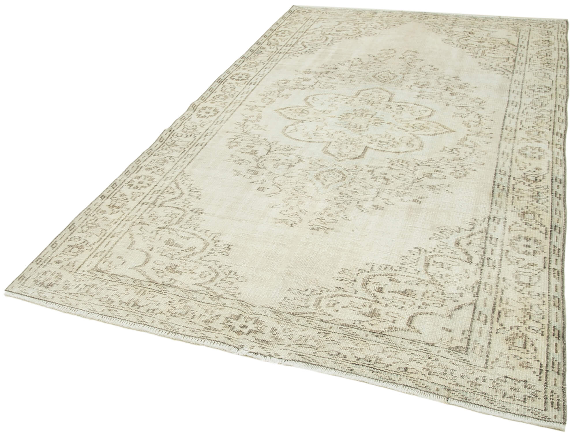 Vintage Wool Area Rug – Handmade Cotton Rug | Beige Vintage Carpet 5'4''x8'10''