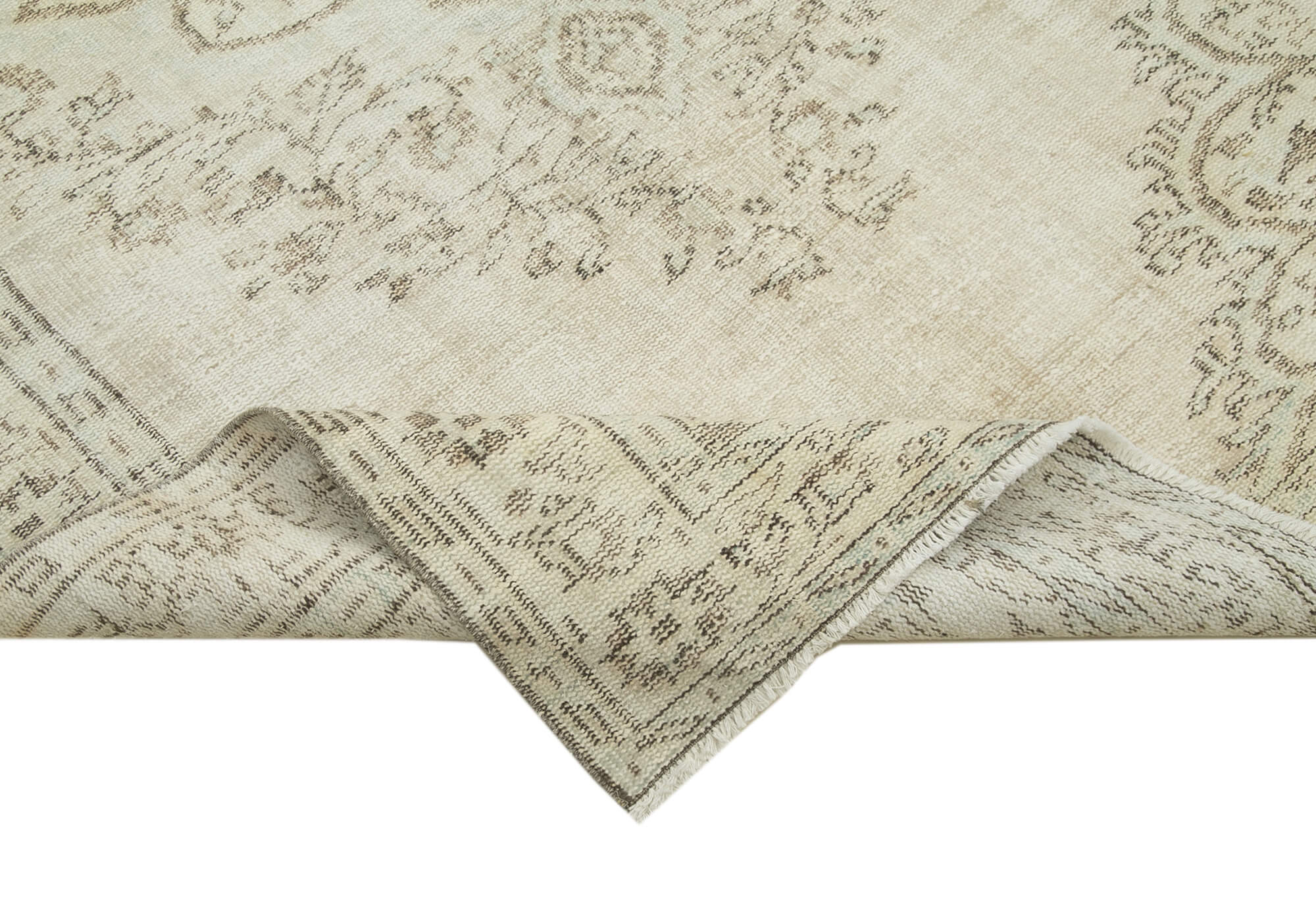 Vintage Wool Area Rug – Handmade Cotton Rug | Beige Vintage Carpet 5'4''x8'10''