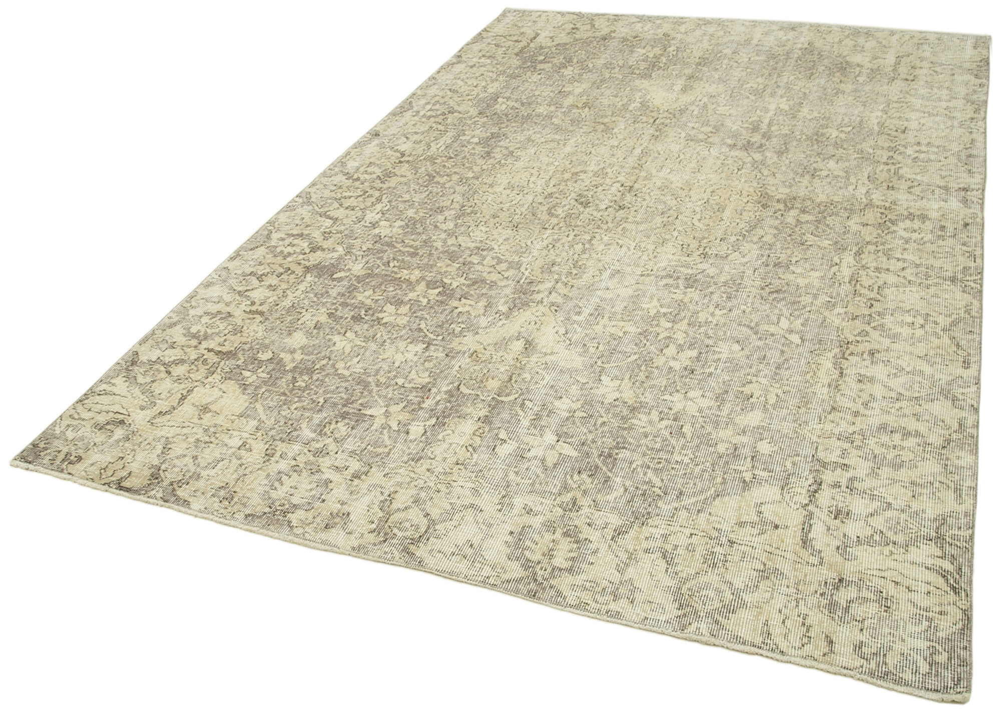 Vintage Handmade Area Rug – Hand Woven Rug Cotton Wool Carpet Beige 6'4''x9'9''
