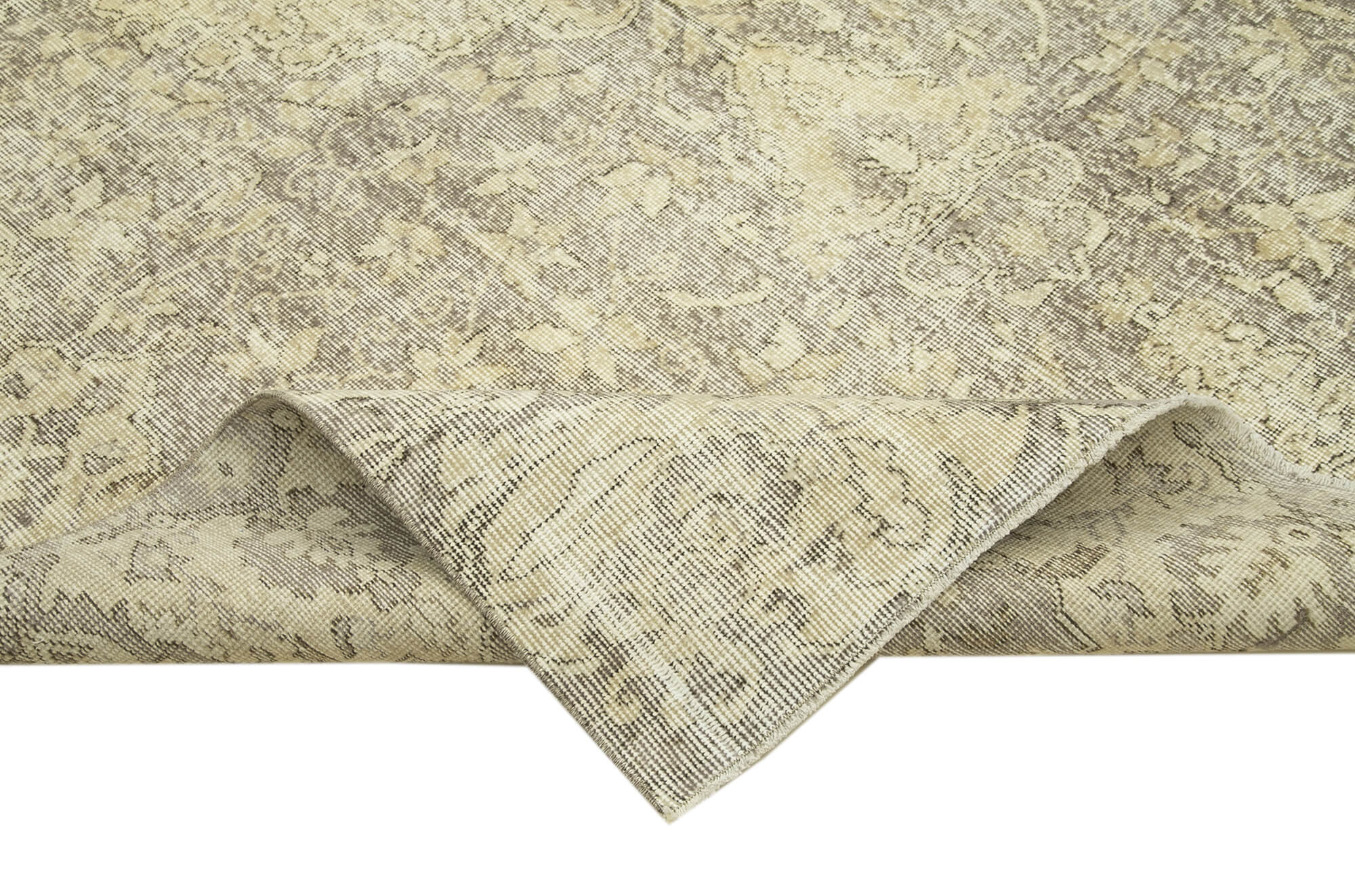 Vintage Handmade Area Rug – Hand Woven Rug Cotton Wool Carpet Beige 6'4''x9'9''