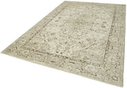 Handmade Vintage Area Rug – Neutral Beige Wool & Cotton 6'9'' x 10'1'' Durable Carpet