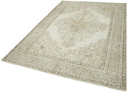 Vintage Handmade Area Rug – Hand Woven Turkish Cotton Wool Carpet 5'10''x8'10'' Beige