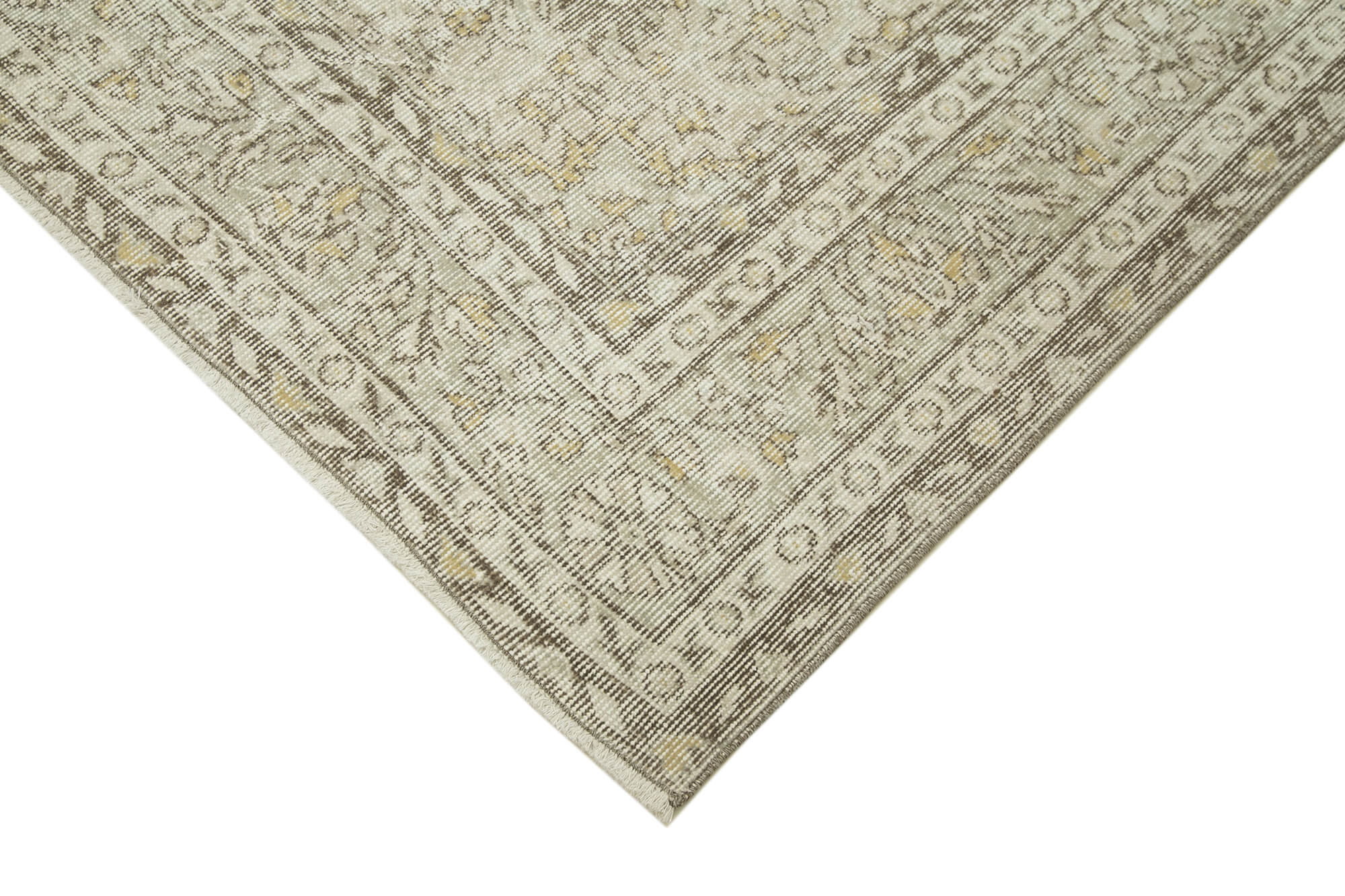 Vintage Handmade Area Rug – Hand Woven Turkish Cotton Wool Carpet 5'10''x8'10'' Beige