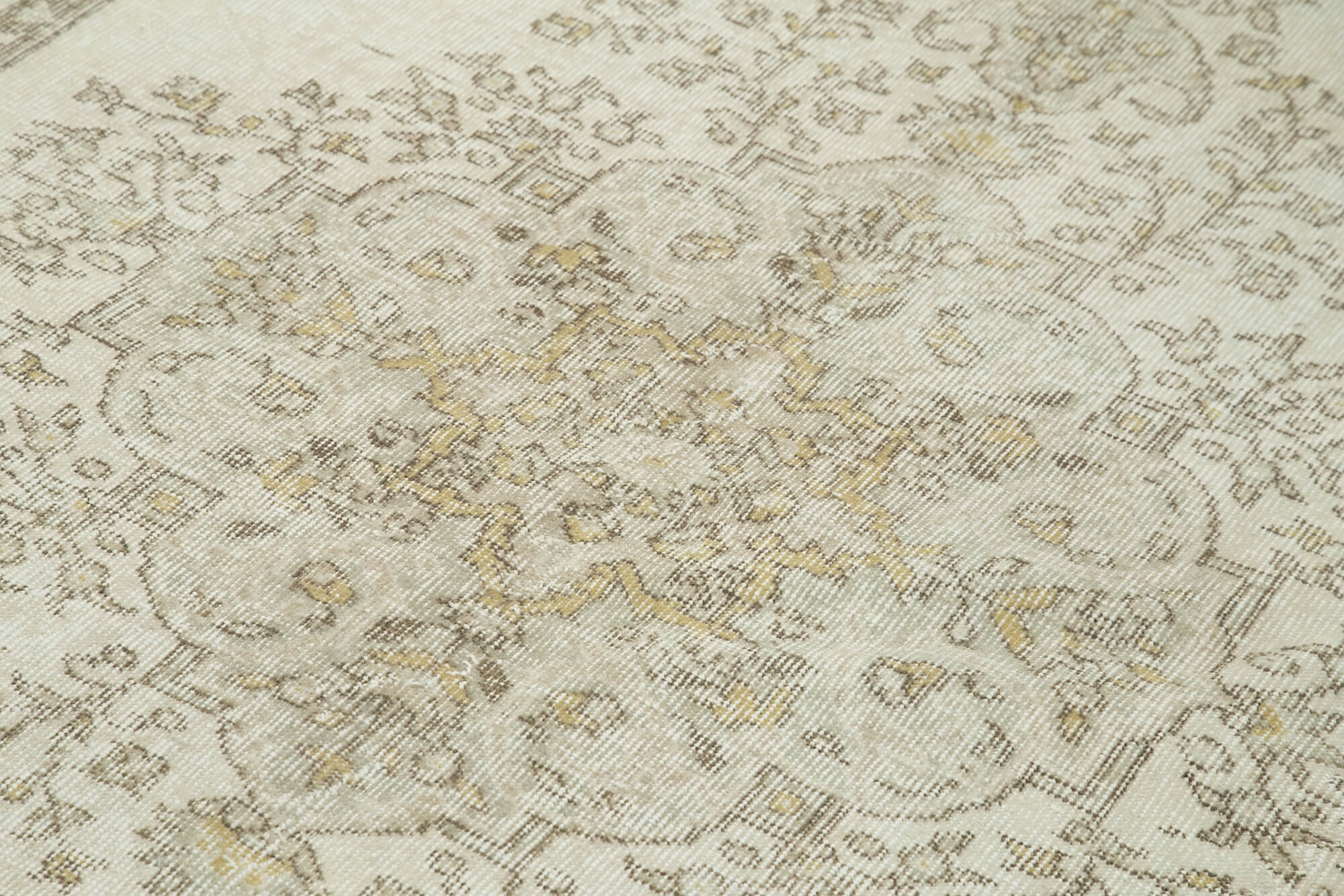 Vintage Handmade Area Rug – Hand Woven Turkish Cotton Wool Carpet 5'10''x8'10'' Beige