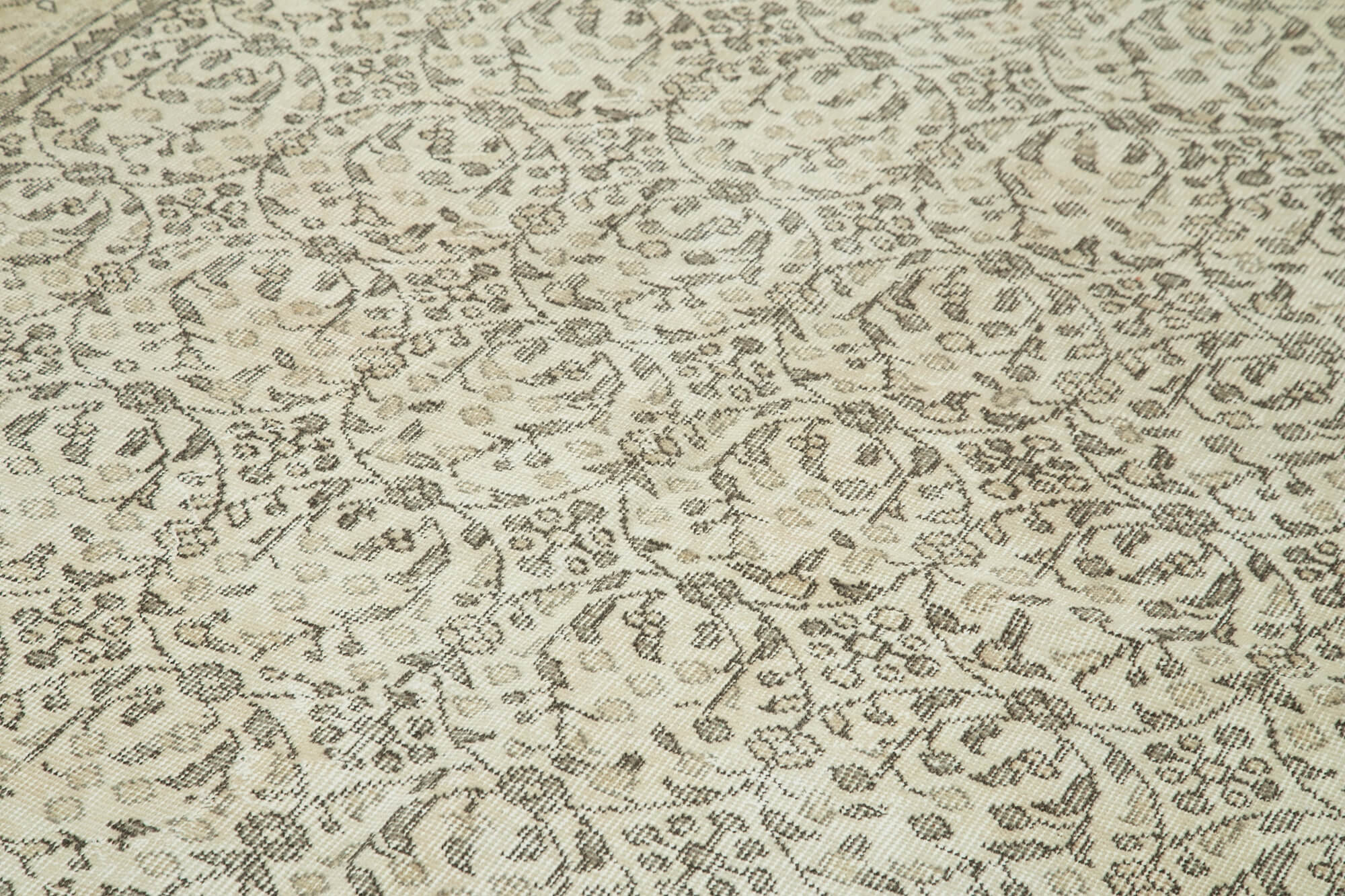 Handmade Wool Area Rug – Vintage Cotton Rug | Beige Wool Carpet 5'7''x9'4''