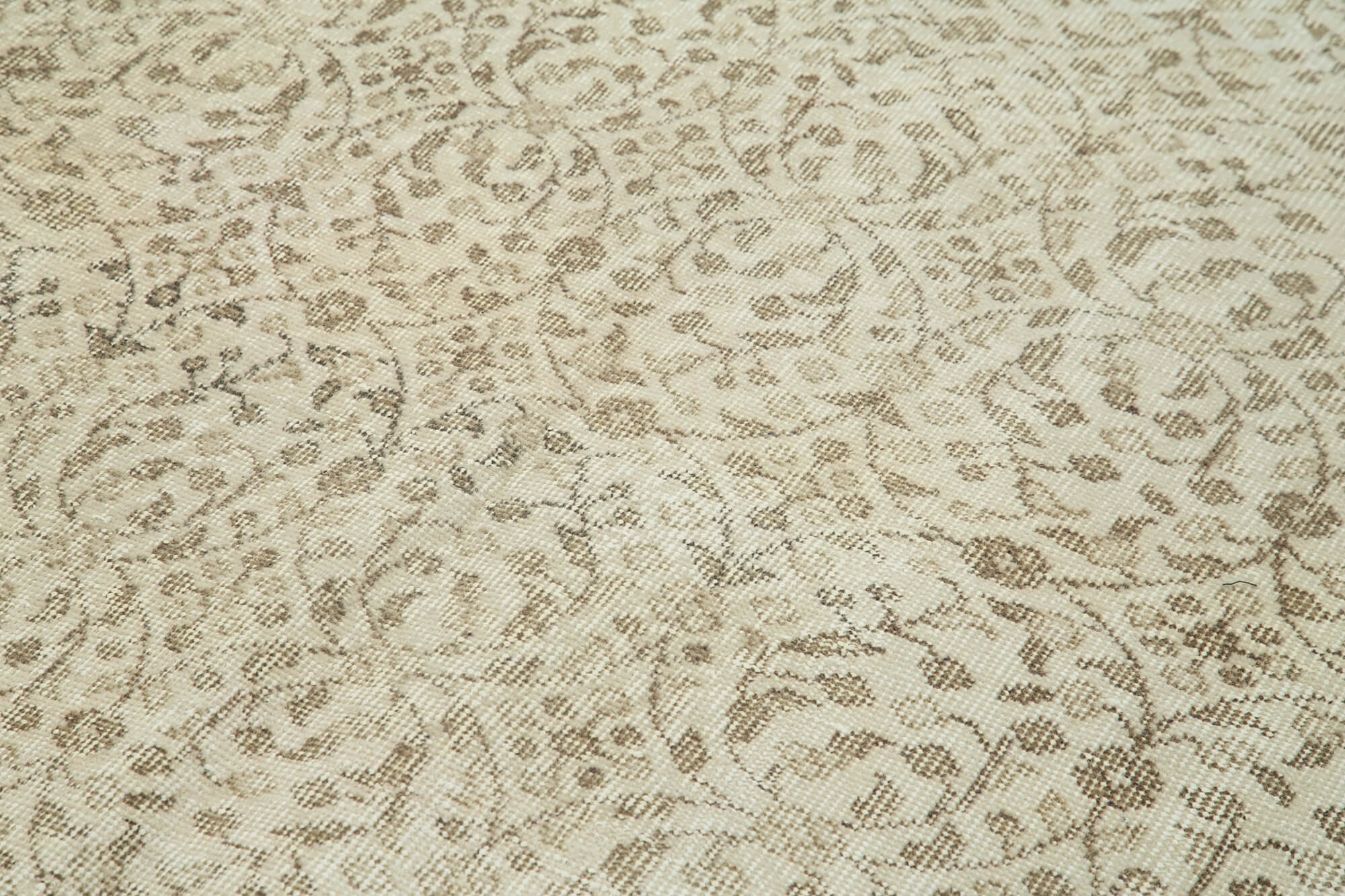 Handmade Wool Area Rug - Vintage Cotton Rug 5x9 Beige Classic Rustic Style