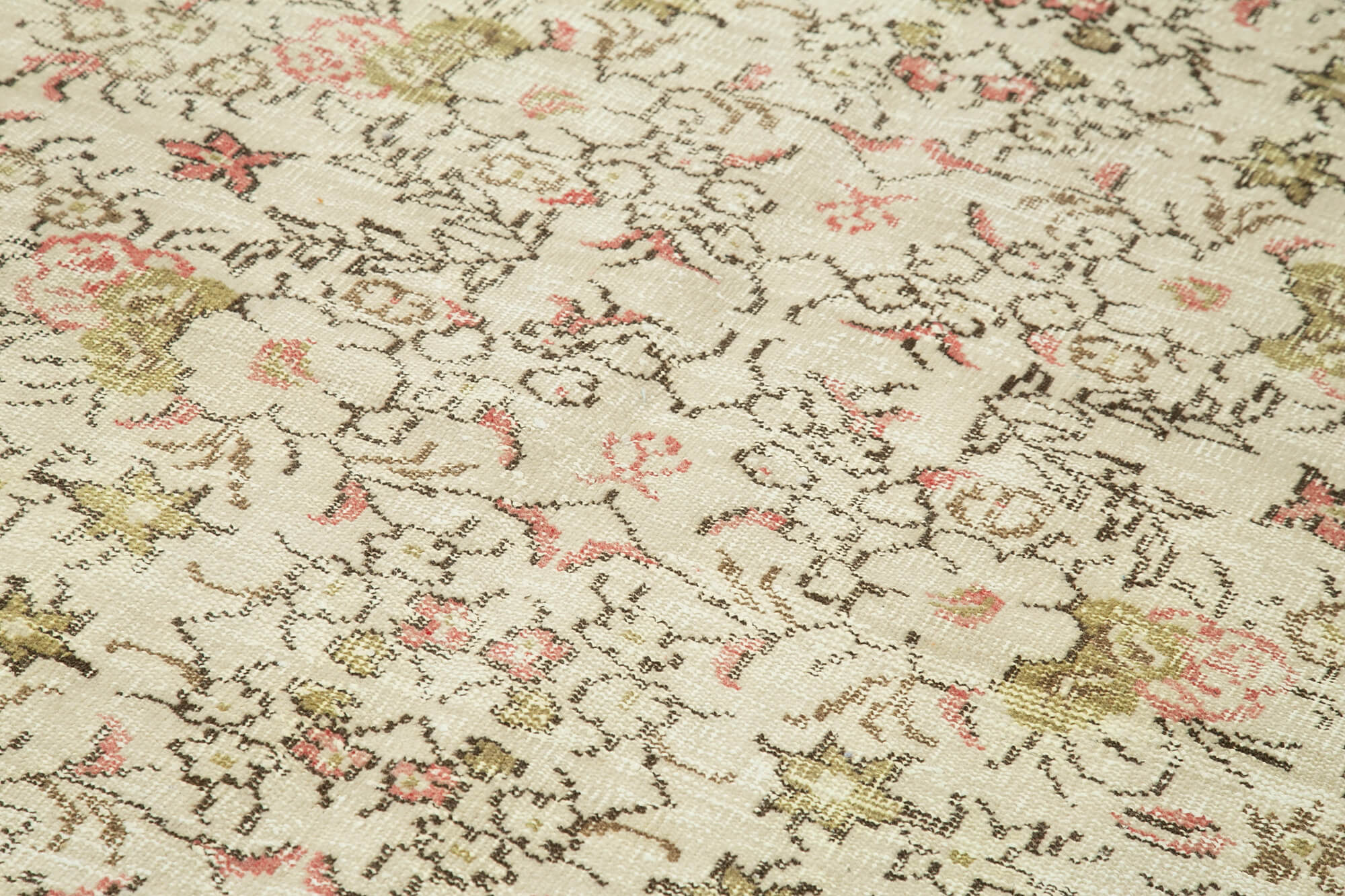 Handmade Wool Area Rug – Vintage Cotton Rug Beige 5'3''x8'11'' Durable Soft Carpet