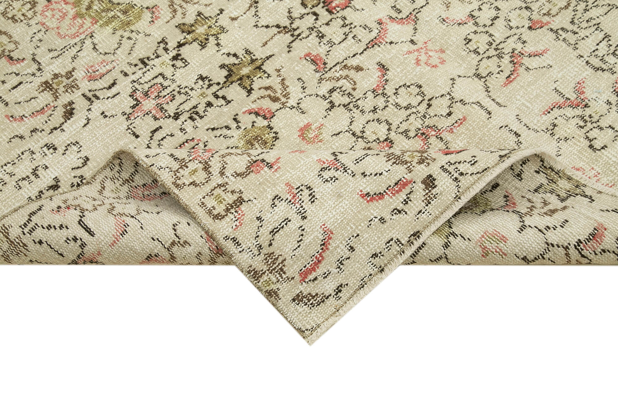 Handmade Wool Area Rug – Vintage Cotton Rug Beige 5'3''x8'11'' Durable Soft Carpet