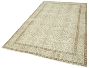 Handmade Wool Area Rug – Vintage Cotton Rug Beige Area Carpet 5'7'' x 9'1''